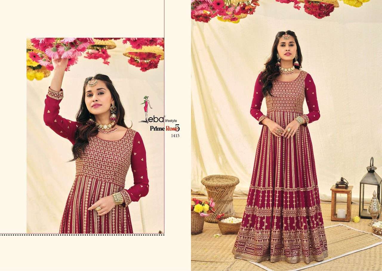  PRIME ROSE VOL 5 BY EBA LIFESTYLE READYMADE LONG PARTY WEAR DRESSES WHOLESALE RATE IN SURAT - SAIDHARANX 