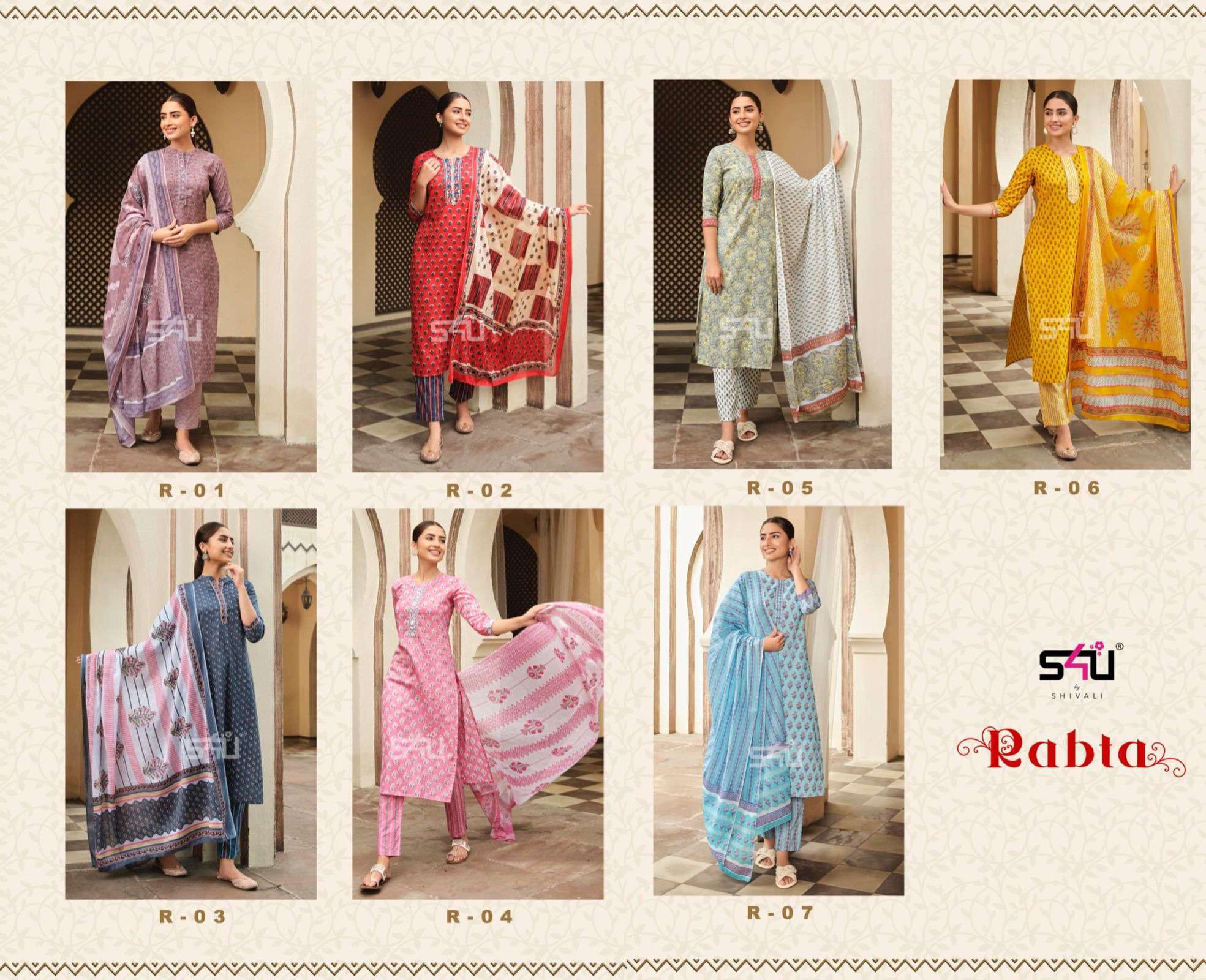 RABTA BY S4U COTTON FULL STICHED SALWAR SUITS WHOLESALE 7 PCS WHOLESALE RATE IN SURAT - SAIDHARANX 