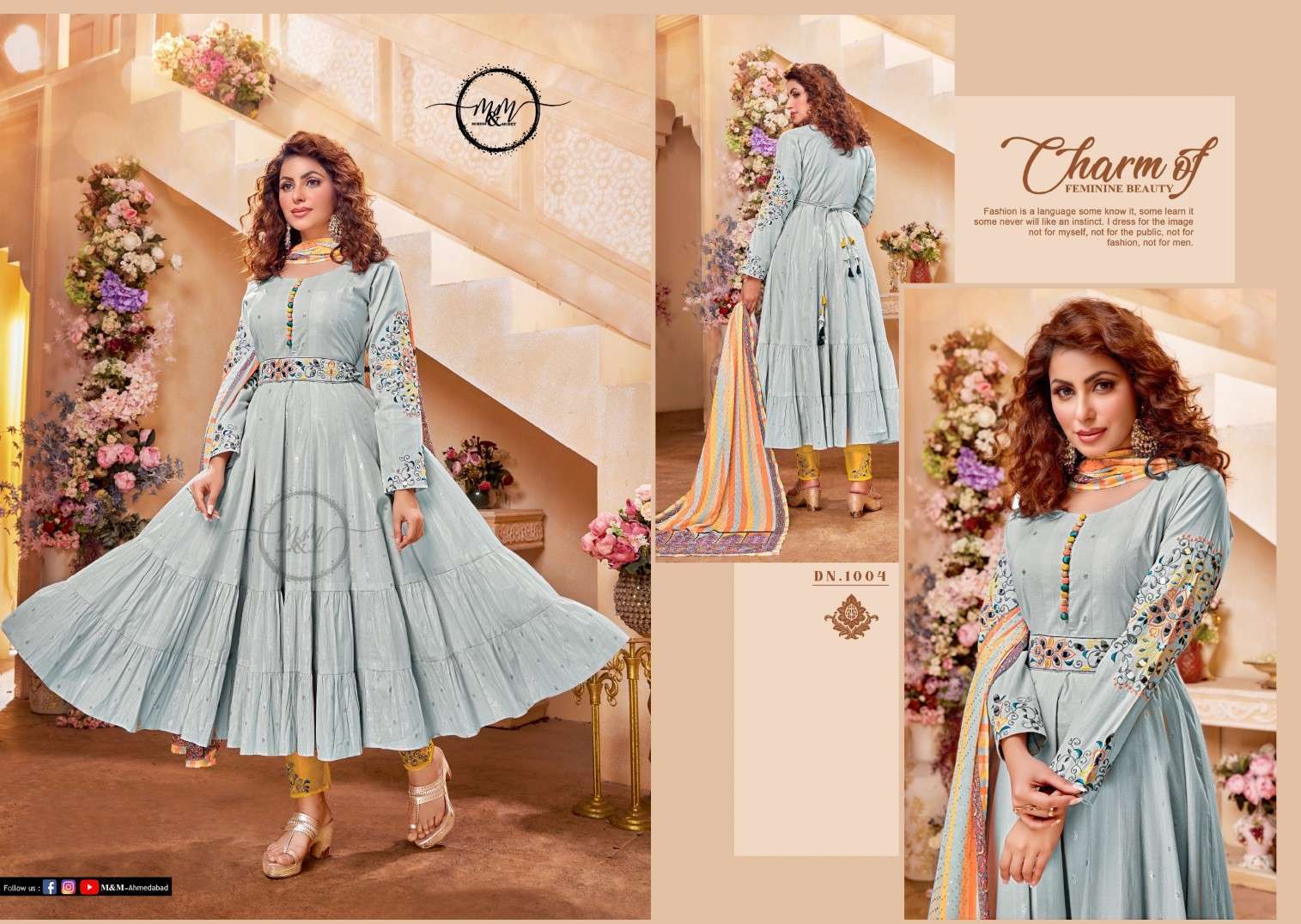SHEHZADI BY M&M 1001 TO 1006 SERIES DESIGNER COTTON JACQUARD DRESSES WHOLESALE RATE IN SURAT - SAIDHARANX 