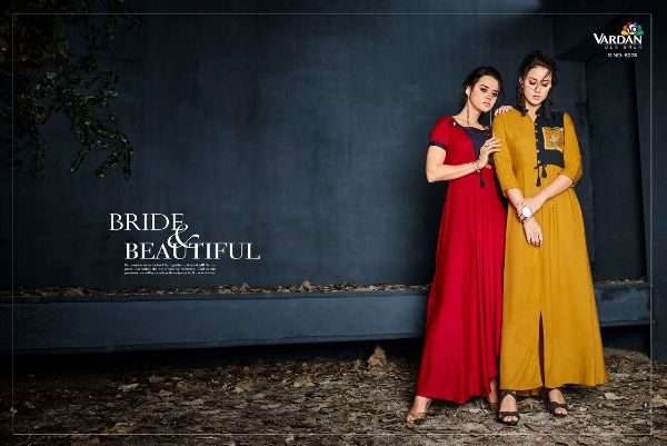 Vardan Designer Gulnaz Vol-1 6001 To 6008 Series Exclusive Rayon Long Kurtis Collection At Wholesale Price In Surat - Saidharanx 