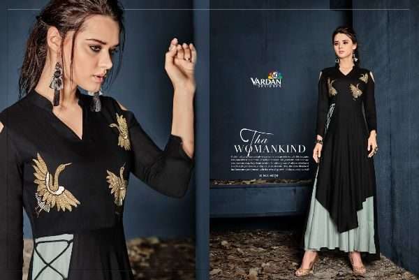 Vardan Designer Gulnaz Vol-1 6001 To 6008 Series Exclusive Rayon Long Kurtis Collection At Wholesale Price In Surat - Saidharanx 