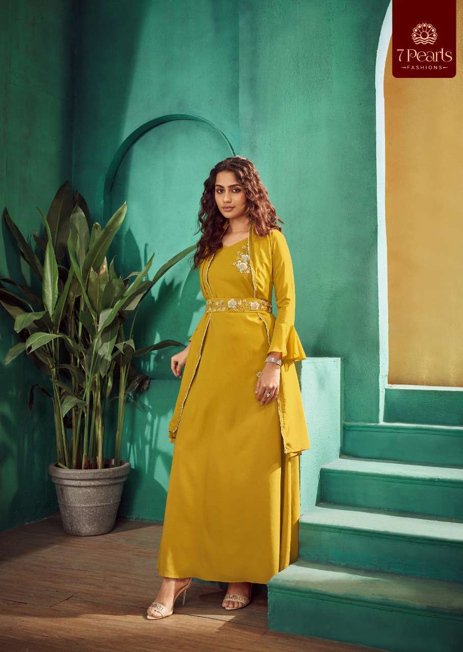 7 PEARLS PRESENT FESTIVA READY TO WEAR FANCY LONG DESIGNER KURTIS IN WHOLESALE RATE IN SURAT - SAIDHARANX 
