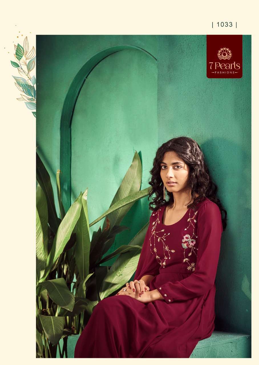 7 PEARLS PRESENT FESTIVA READY TO WEAR FANCY LONG DESIGNER KURTIS IN WHOLESALE RATE IN SURAT - SAIDHARANX 