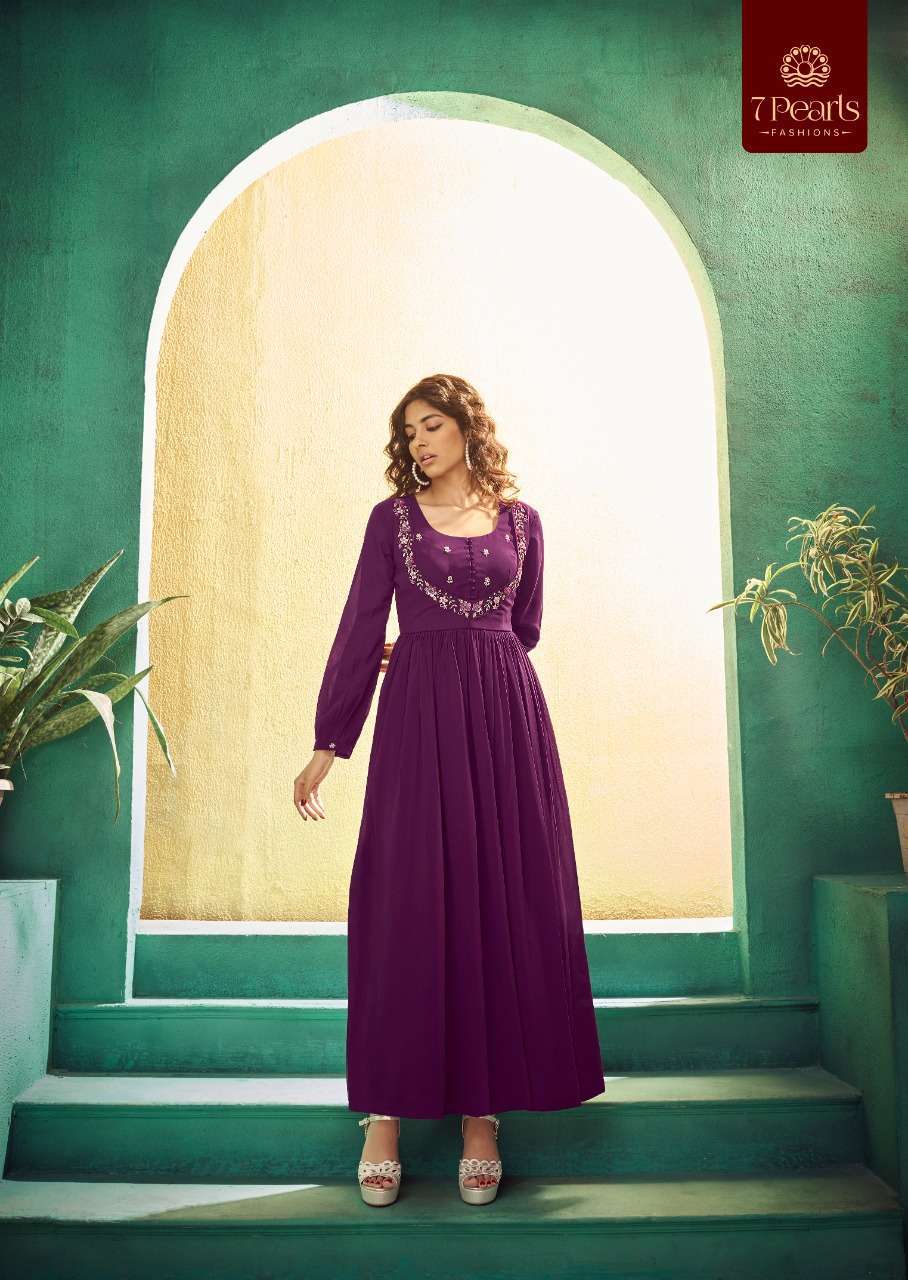 7 PEARLS PRESENT FESTIVA READY TO WEAR FANCY LONG DESIGNER KURTIS IN WHOLESALE RATE IN SURAT - SAIDHARANX 