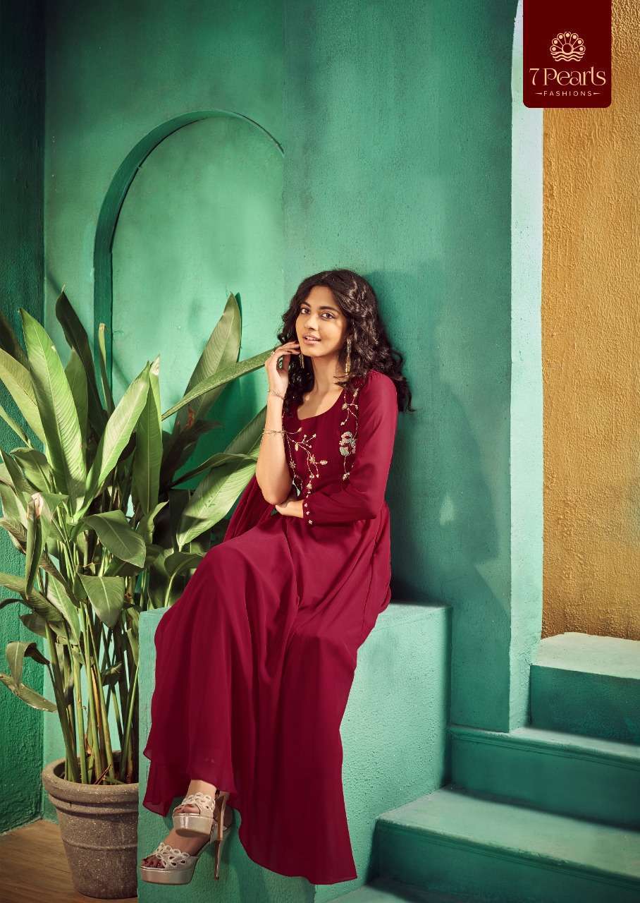 7 PEARLS PRESENT FESTIVA READY TO WEAR FANCY LONG DESIGNER KURTIS IN WHOLESALE RATE IN SURAT - SAIDHARANX 