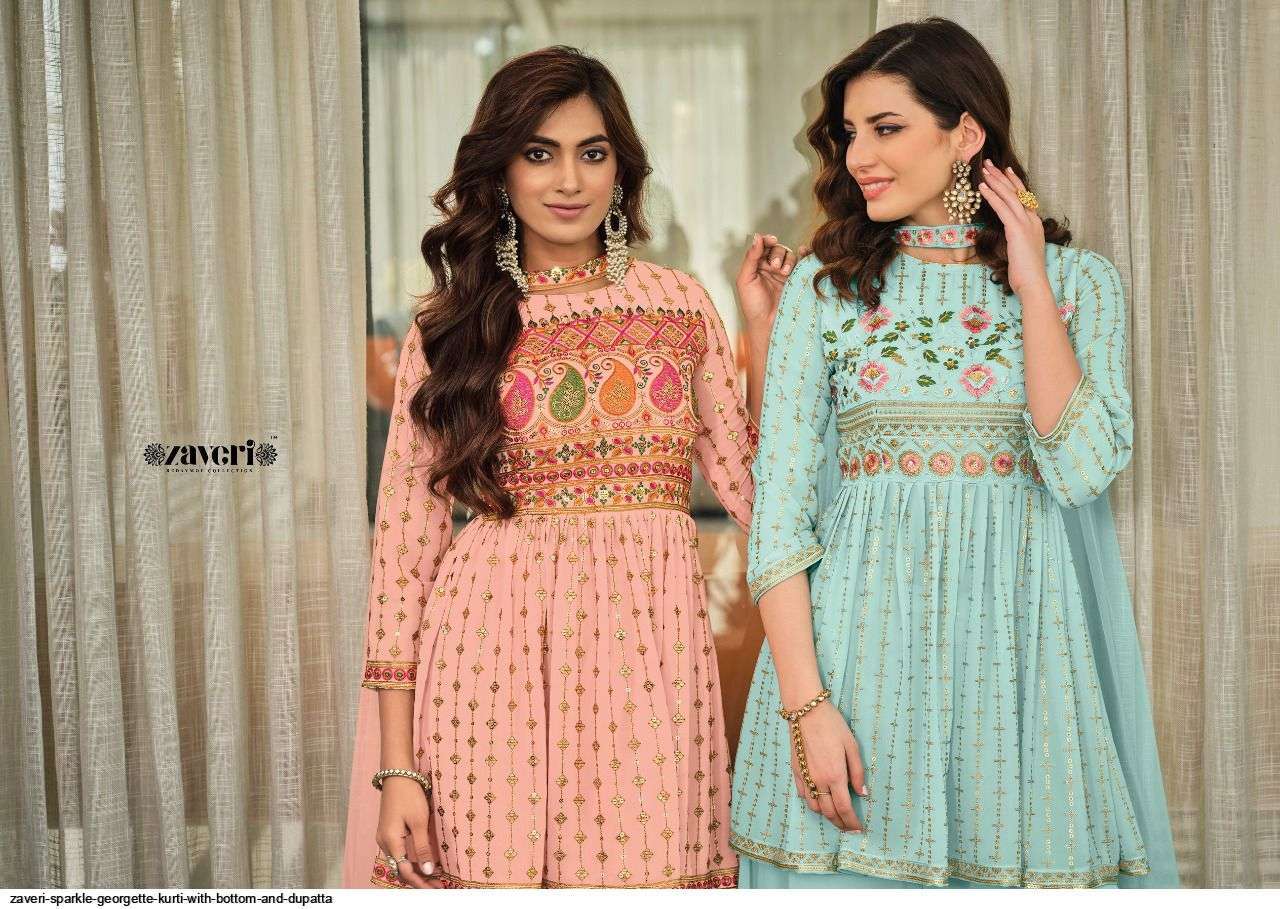 ZAVERI PRESENT SPARKLE EXCLUSIVE WEAR READYMADE COLLECTION IN WHOLESALE RATE IN SURAT - SAIDHARANX 