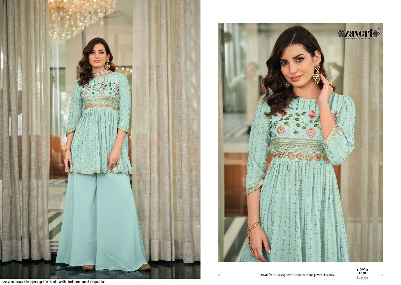 ZAVERI PRESENT SPARKLE EXCLUSIVE WEAR READYMADE COLLECTION IN WHOLESALE RATE IN SURAT - SAIDHARANX 