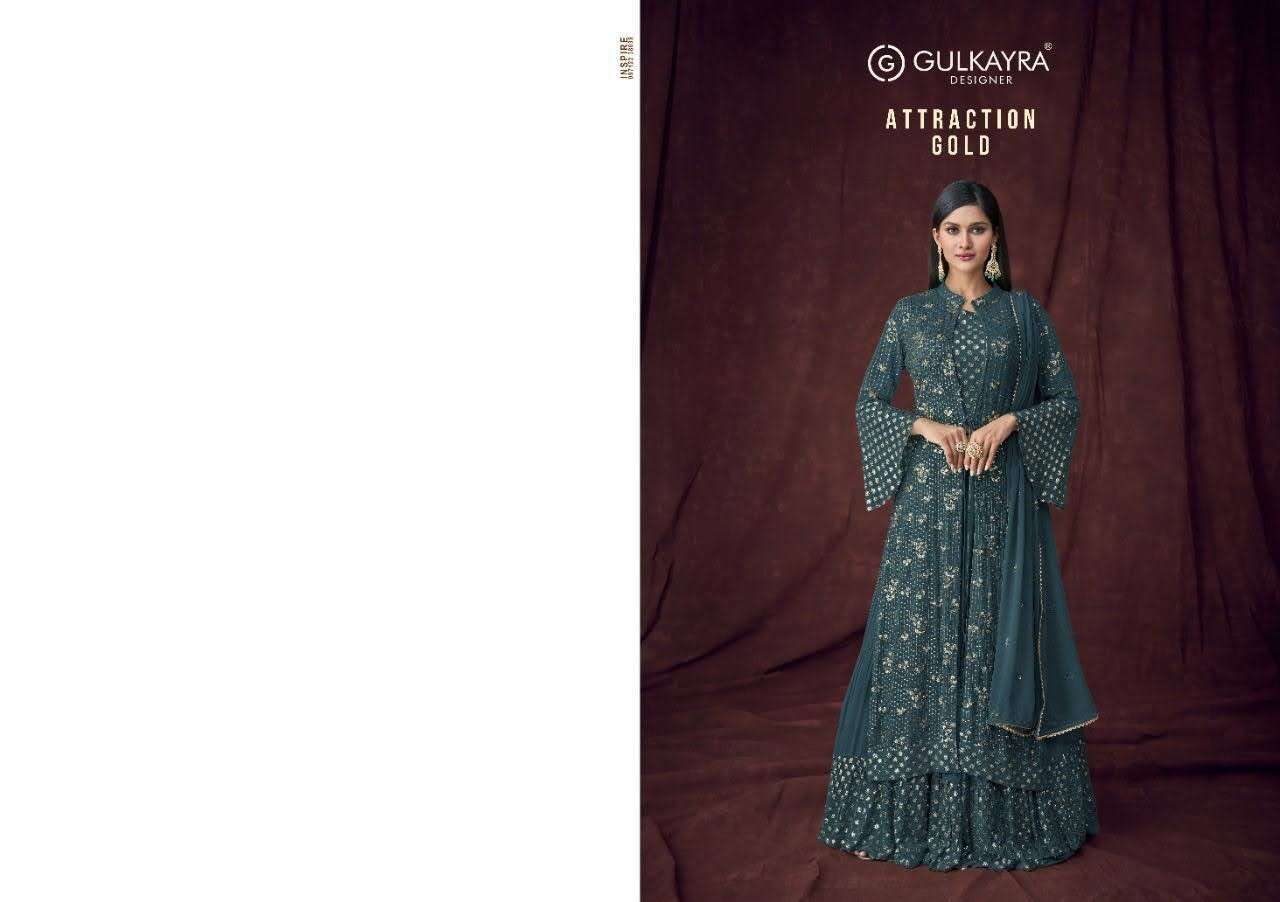 Attraction Gold Gulkayra Designer Anarkali Salwar Suits Wholesale Rate In Surat - SaiDharaNx 