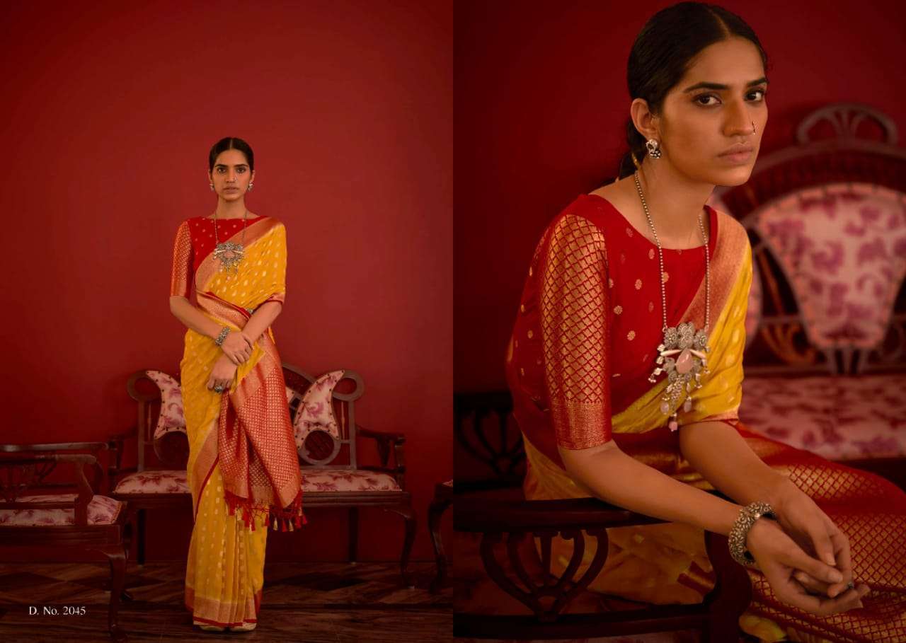 SANGANER BY KIMORA 2041 TO 2045 SERIES GEORGETTE UNSTICHED SAREES WHOLESALE RATE IN SURA - SAIDHARANX 