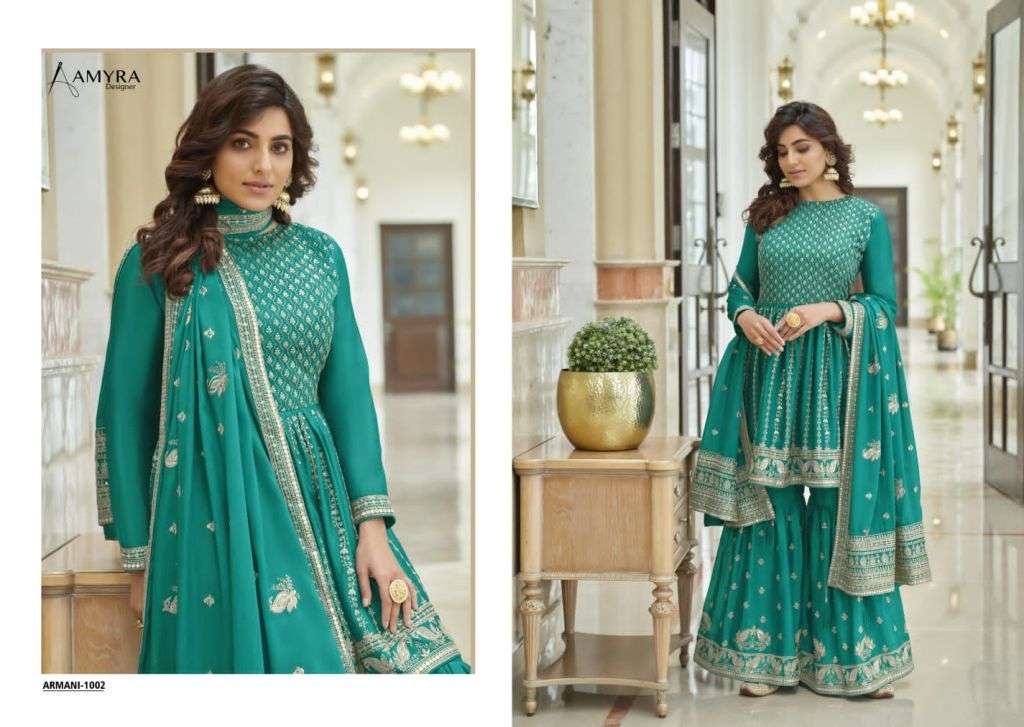 AMYRA ARMANI FESTIVE WEAR CHINON DESIGNER SALWAR KAMEEZ WHOLESALE RATE IN SURAT - SAIDHARANX 