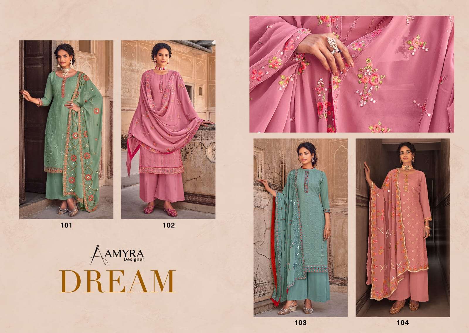 AMYRA DESIGNER DREAM GEORGETTE LATEST SALWAR SUITS WHOLESALE RATE IN SURAT - SAIDHARANX 