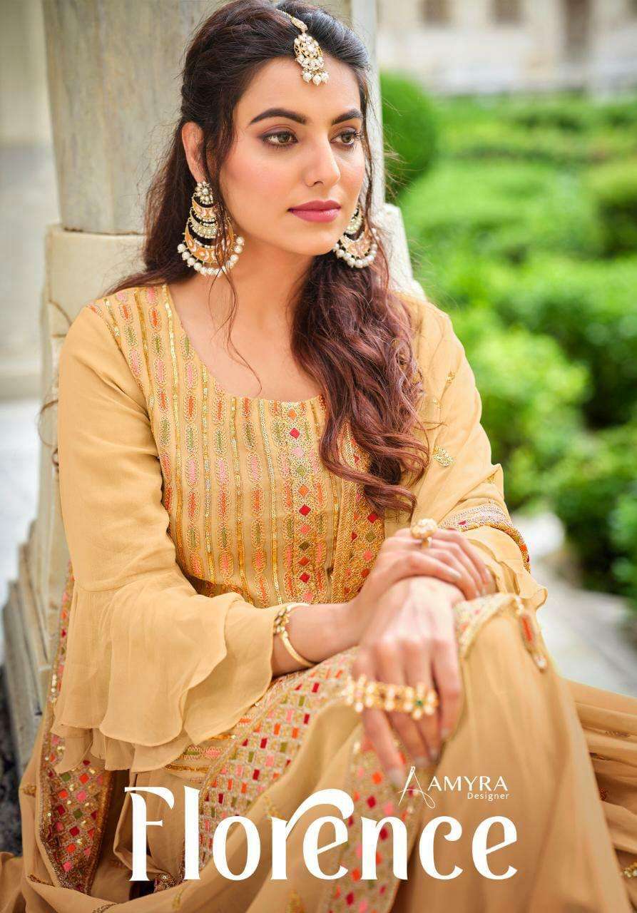 Amyra Designer Florence Heavy Real Georgette Designer Suit (4 Pcs Set) Wholesale Rate In Surat - SaiDharaNx 