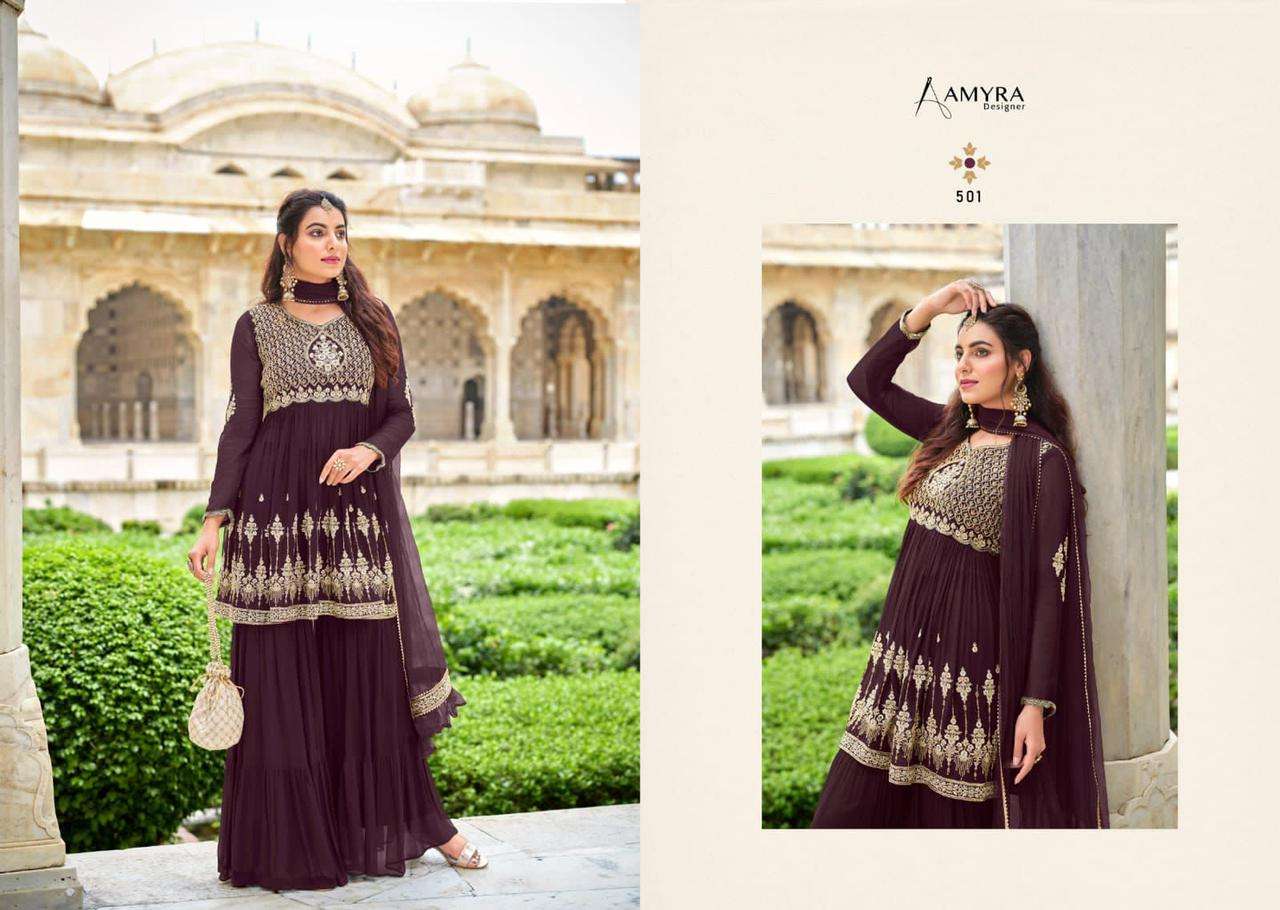 Amyra Designer Florence Heavy Real Georgette Designer Suit (4 Pcs Set) Wholesale Rate In Surat - SaiDharaNx 
