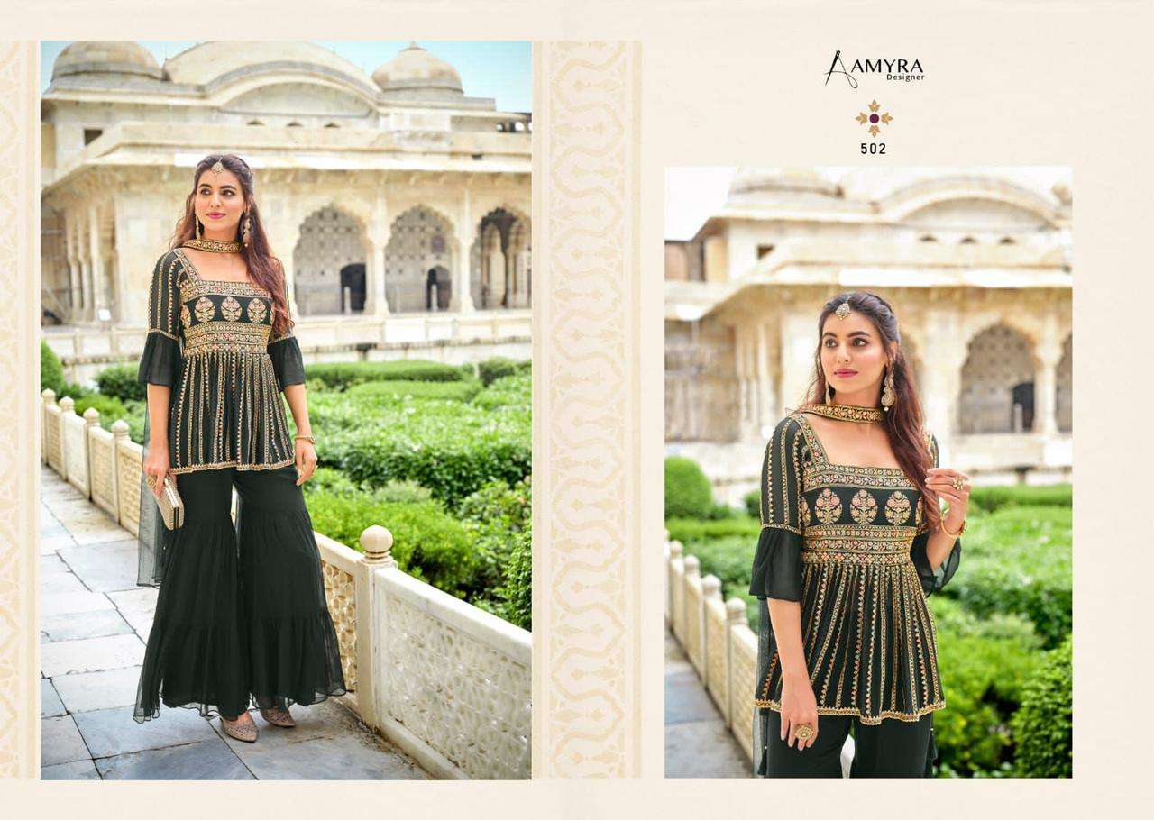 Amyra Designer Florence Heavy Real Georgette Designer Suit (4 Pcs Set) Wholesale Rate In Surat - SaiDharaNx 