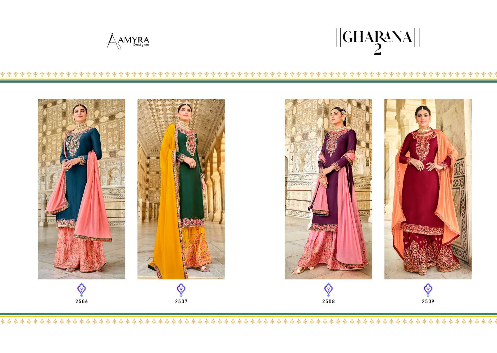 AMYRA DESIGNER GHARANA VOL 2 SALWAR KAMEEZ LATEST CATALOGUE WHOLESALE RATE IN SURAT - SAIDHARANX 