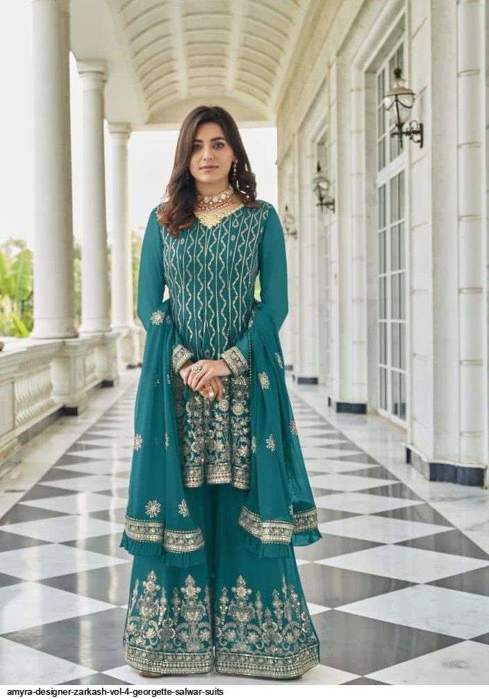 AMYRA DESIGNER ZARKASH VOL 4 GEORGETTE SALWAR SUITS WHOLESALE RATE IN SURAT - SAIDHARANX 