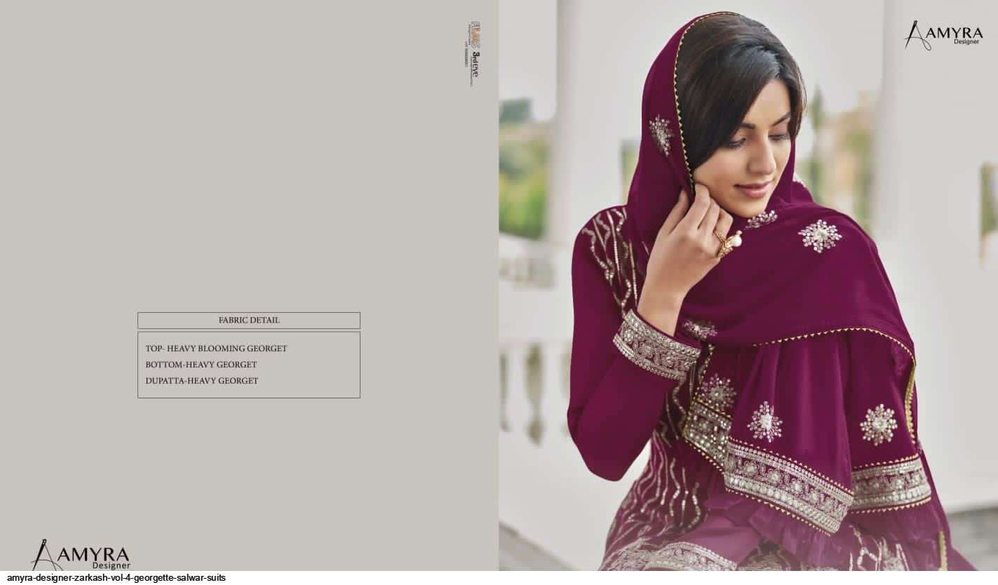 AMYRA DESIGNER ZARKASH VOL 4 GEORGETTE SALWAR SUITS WHOLESALE RATE IN SURAT - SAIDHARANX 