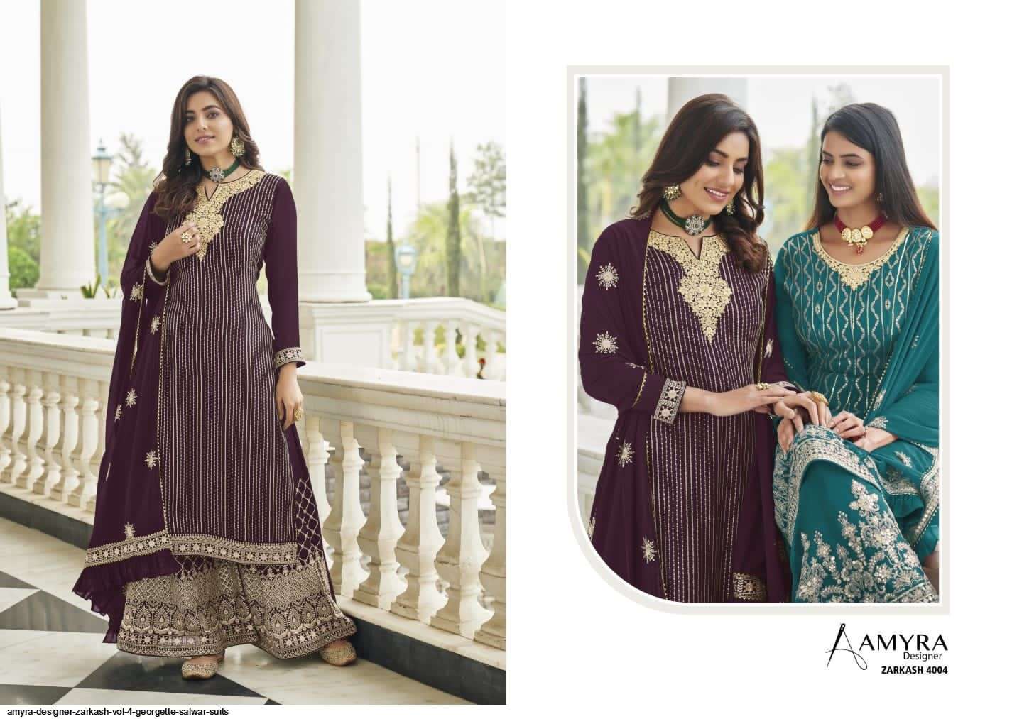 AMYRA DESIGNER ZARKASH VOL 4 GEORGETTE SALWAR SUITS WHOLESALE RATE IN SURAT - SAIDHARANX 