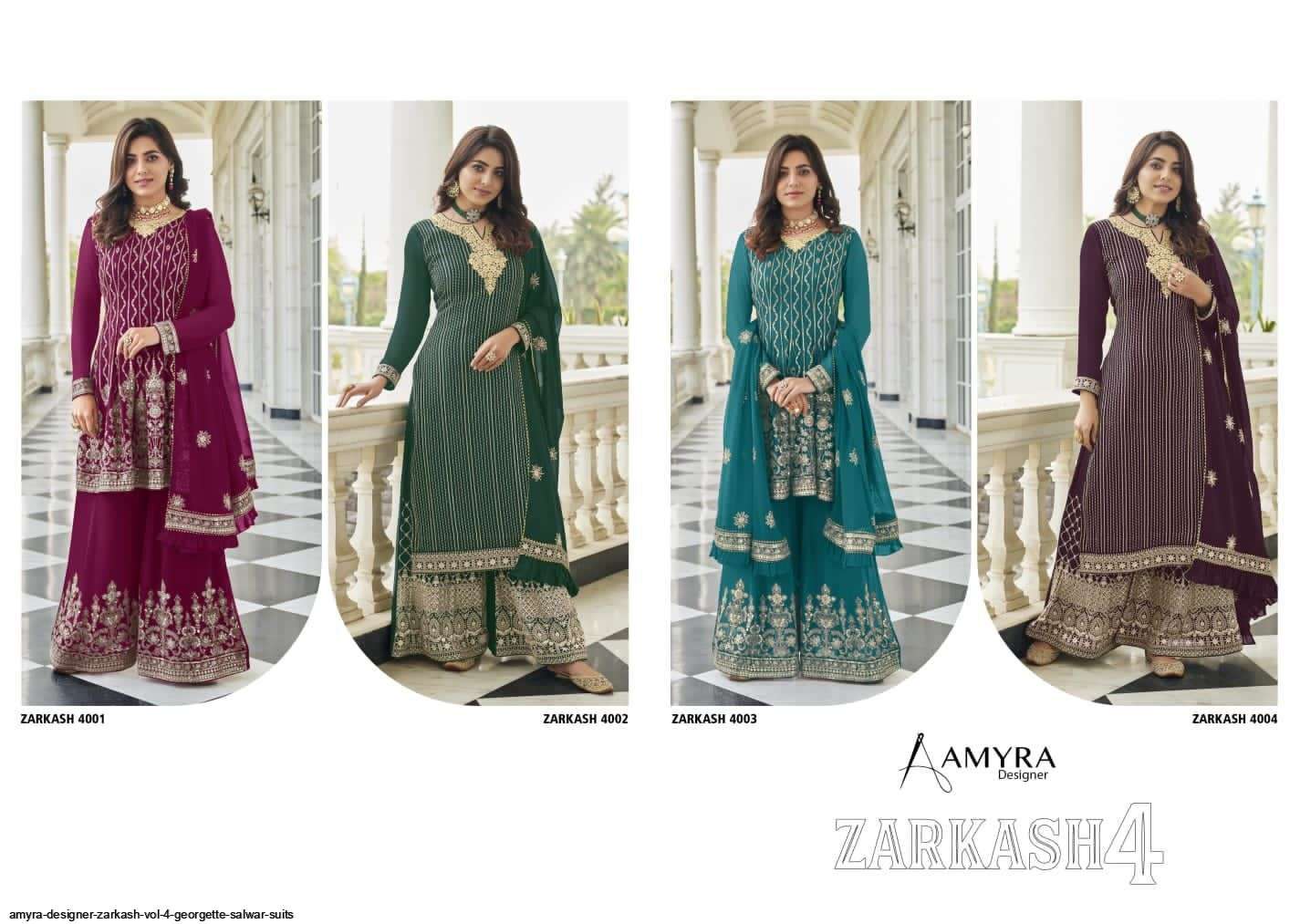 AMYRA DESIGNER ZARKASH VOL 4 GEORGETTE SALWAR SUITS WHOLESALE RATE IN SURAT - SAIDHARANX 