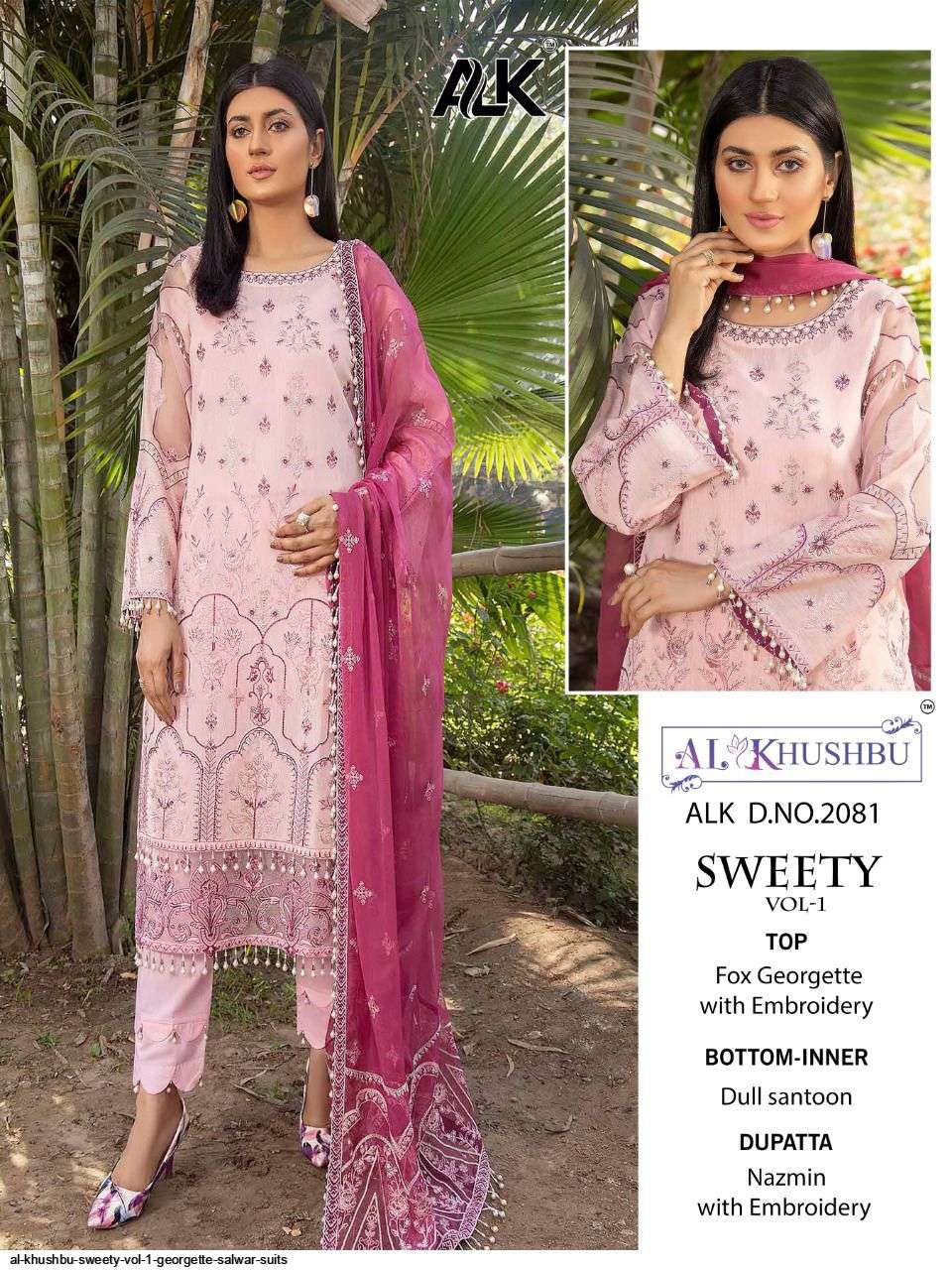 AL KHUSHBU SWEETY VOL 1 GEORGETTE SALWAR SUITS WHOLESALE RATE IN SURAT - SAIDHARANX 