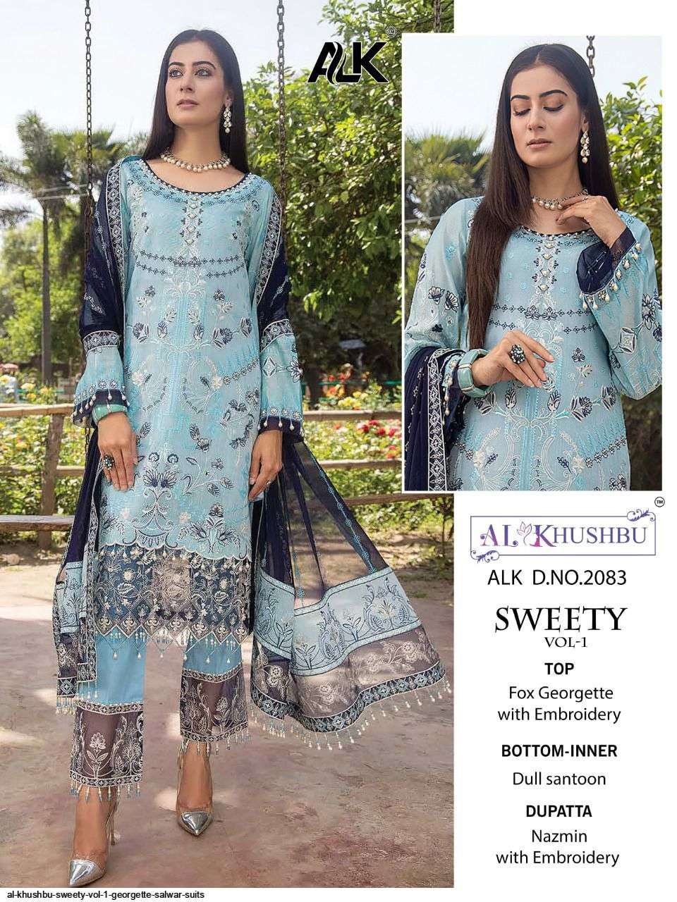 AL KHUSHBU SWEETY VOL 1 GEORGETTE SALWAR SUITS WHOLESALE RATE IN SURAT - SAIDHARANX 