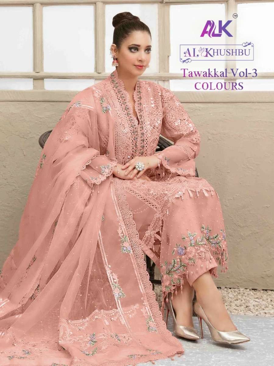AL KHUSHBU TAWAKKAL VOL 3 PKISTANI SUITS WHOLESALE RATE IN SURAT - SAIDHARANX 