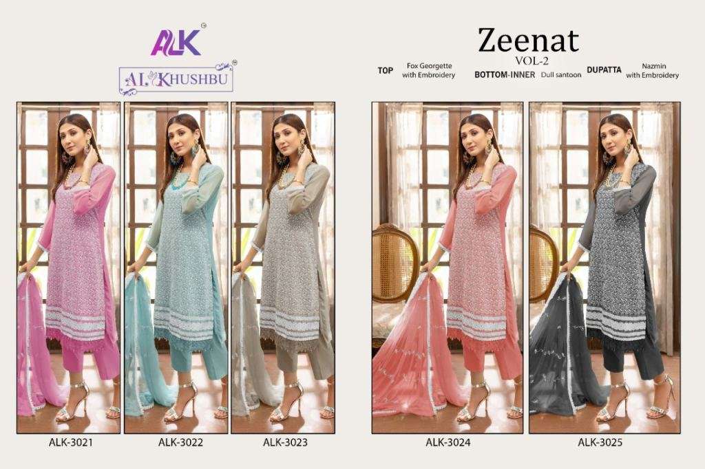 ALK KHUSHBU ZEENAT VOL 2 EMBROIDERED PAKISTANI SUIT COLLECTION WHOLESALE RATE IN SURAT - SAIDHARANX 