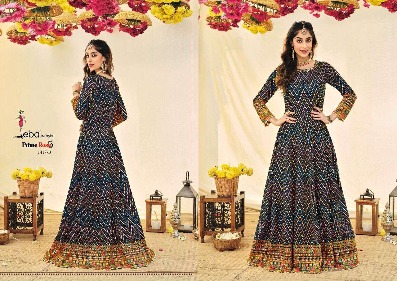 EBA LIFESTYLE 1416 C PRIME ROSE 5 GOWN COLLECTION WHOLESALE RATE IN SURAT - SAIDHARANX 