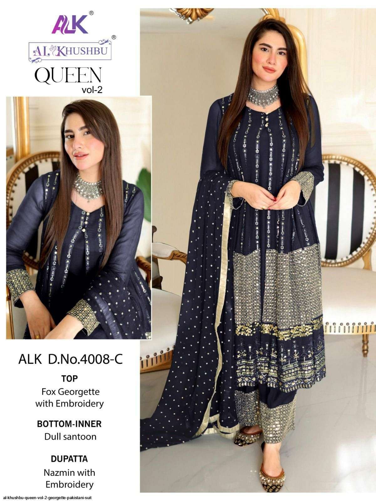 AL KHUSHBU QUEEN VOL 2 GEORGETTE PAKISTANI SUIT WHOLESALE RATE IN SURAT - SAIDHARANX 
