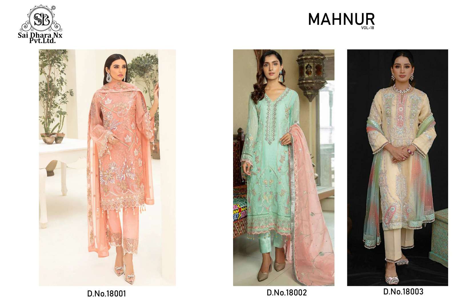 Mahnur Vol 18 Designer Pakistani Suit Collection Wholesale Rate In Surat - SaiDharaNx 