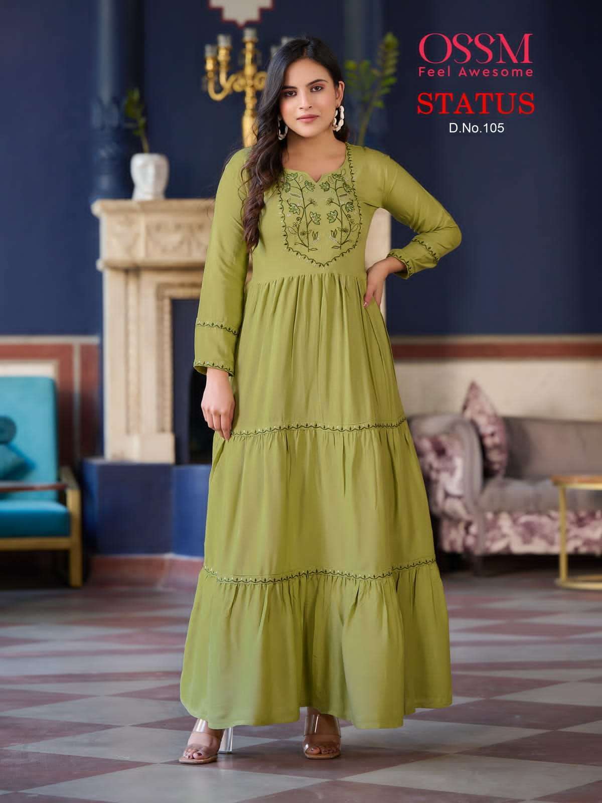 Ossm Status Vol 1 Series 101-106 Heavy Reyon Wrinkle Slub Gown Wholesaler Rate in Surat - SaiDharaNx 