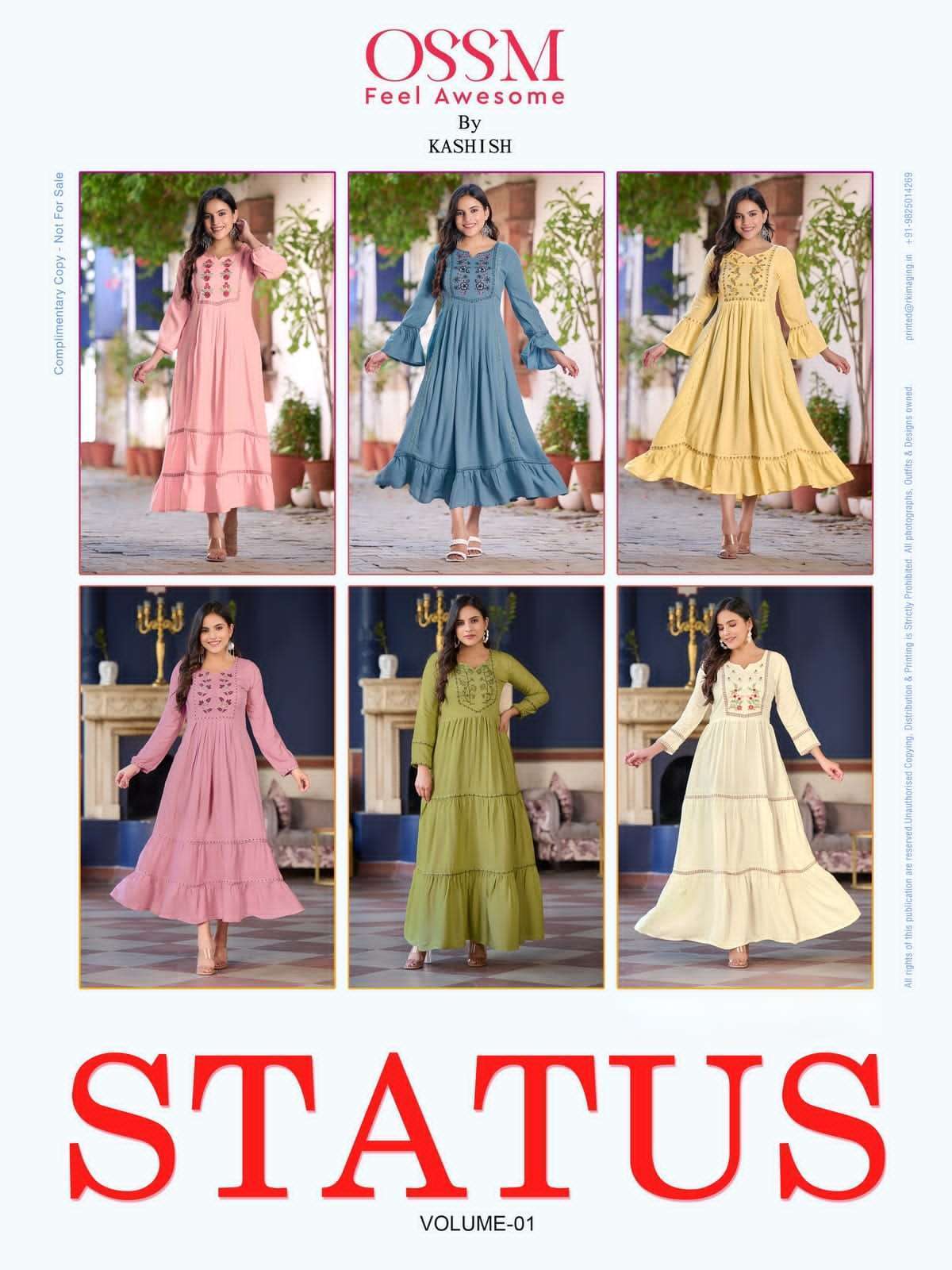 Ossm Status Vol 1 Series 101-106 Heavy Reyon Wrinkle Slub Gown Wholesaler Rate in Surat - SaiDharaNx 
