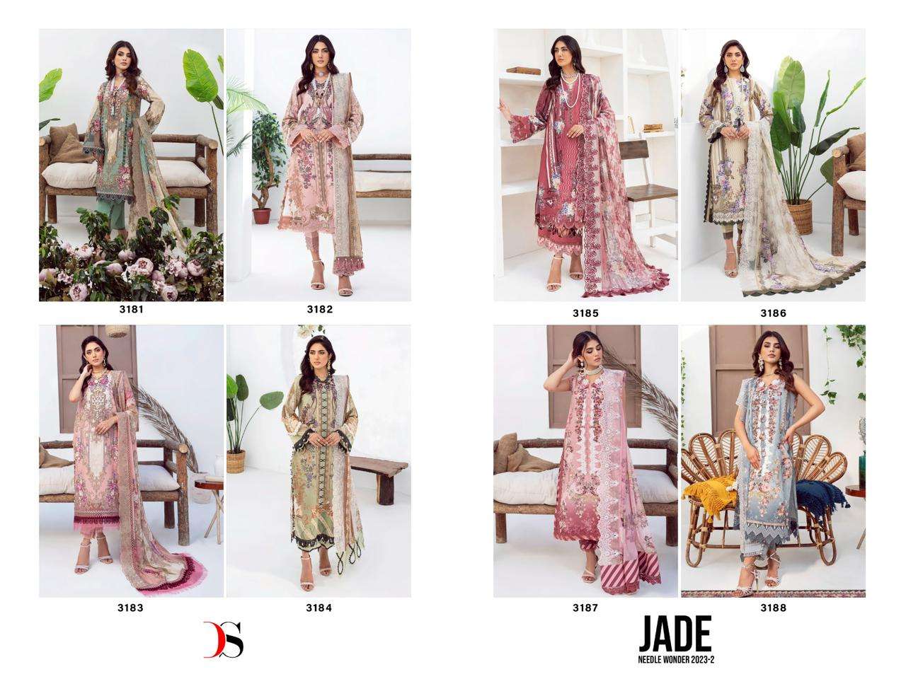 SAI DHARA NX BUNDLE OF 8 WHOLESALE SALWAR SUIT CATALOG Jade Needle Wonder  Vol-2 by DEEPSY SUITS CHIFFON DUPATTA IN Surat  - Sai Dharanx