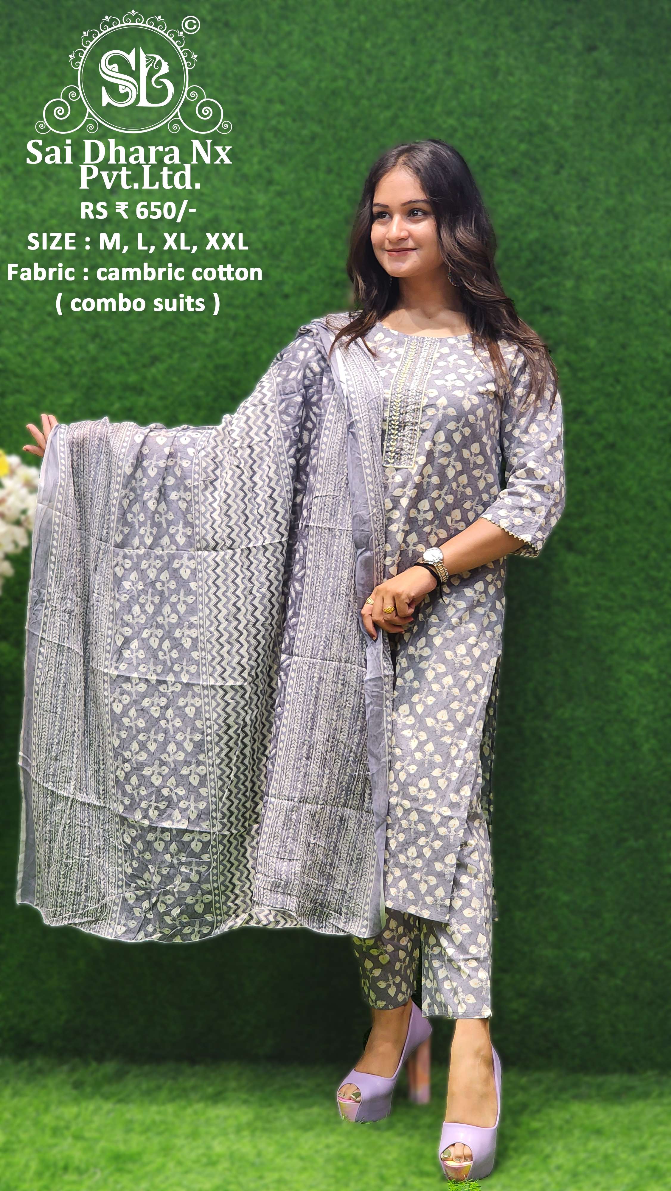 SAIDHARANX PRESENTS DESIGNER CAMBRIC COTTON SUITS WITH THREAD WORK WHOLESALE SHOP IN SURAT 