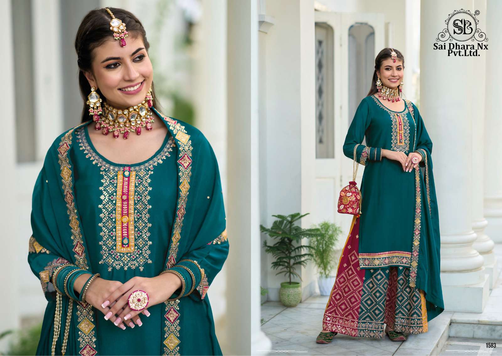 SAIDHARANX PRESENTS BALUMING CHINON WITH EMBROIDERY WORK SUIT WHOLESALE SHOP IN SURAT 