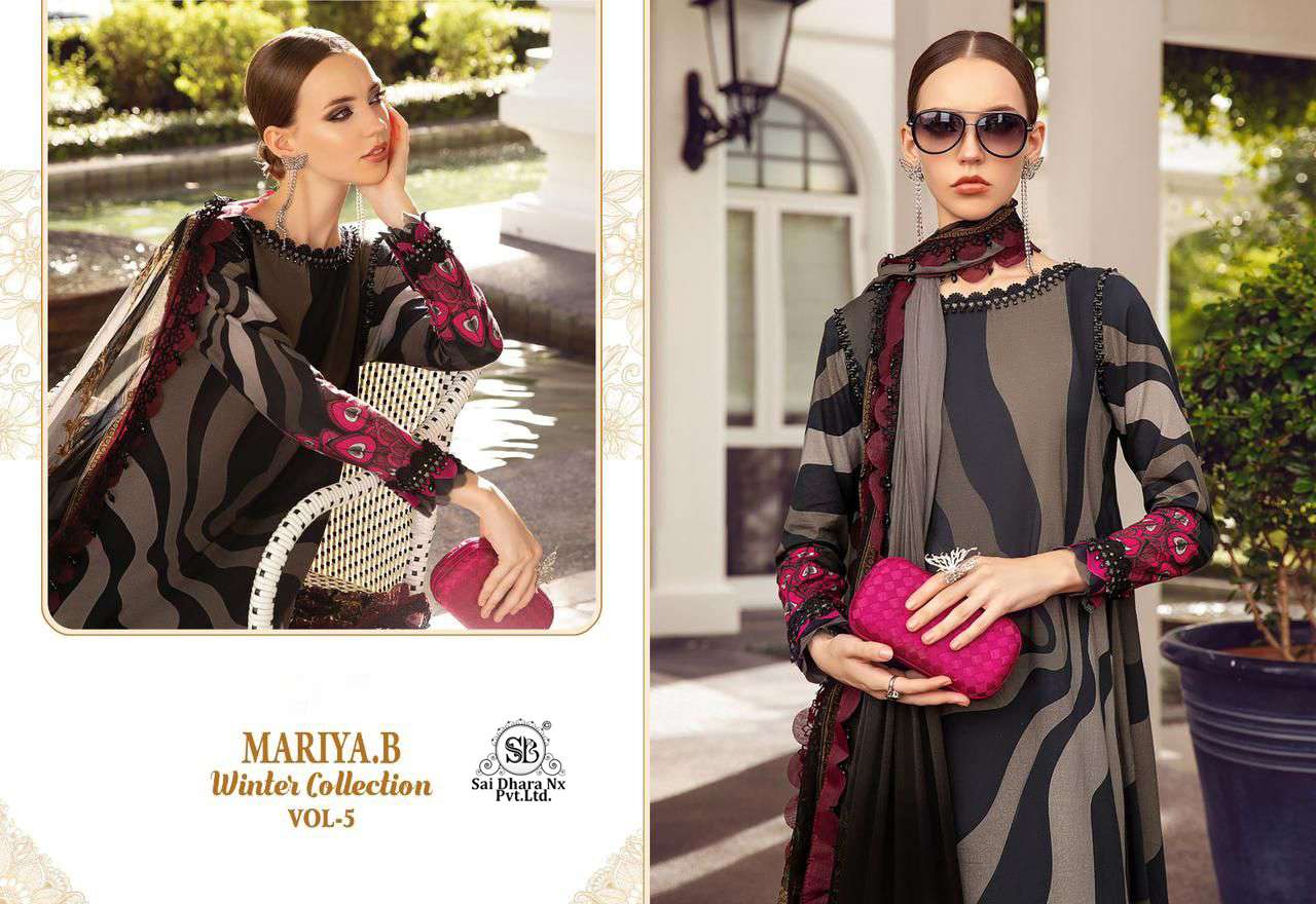 maria b presents latest heavy pasmina print 3 piece pakistani suit wholesale shop in surat - SaiDharaNx