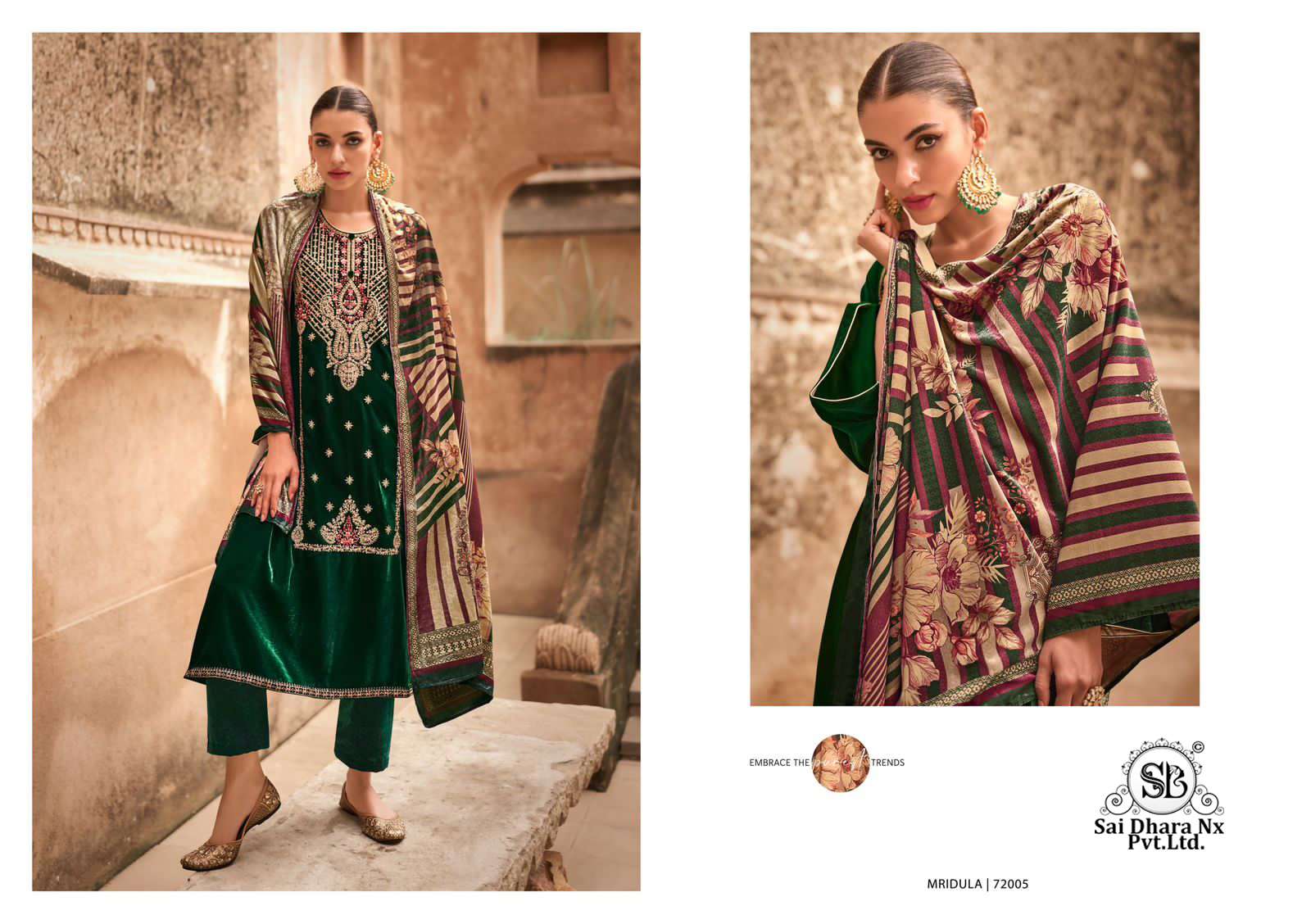 mumtaz arts presents pure velvet dyed designer velvet 3 piece suit wholesale shop in surat - SaiDharaNx