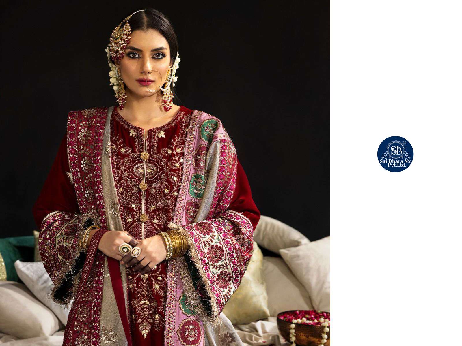 DEEPSY SUIT PRESENTS VELVET WITH HEAVY EMBROIDERY WORK PAKISTANI SUIT MATERIAL WHOLESALE SHOP IN SURAT - SaiDharaNx