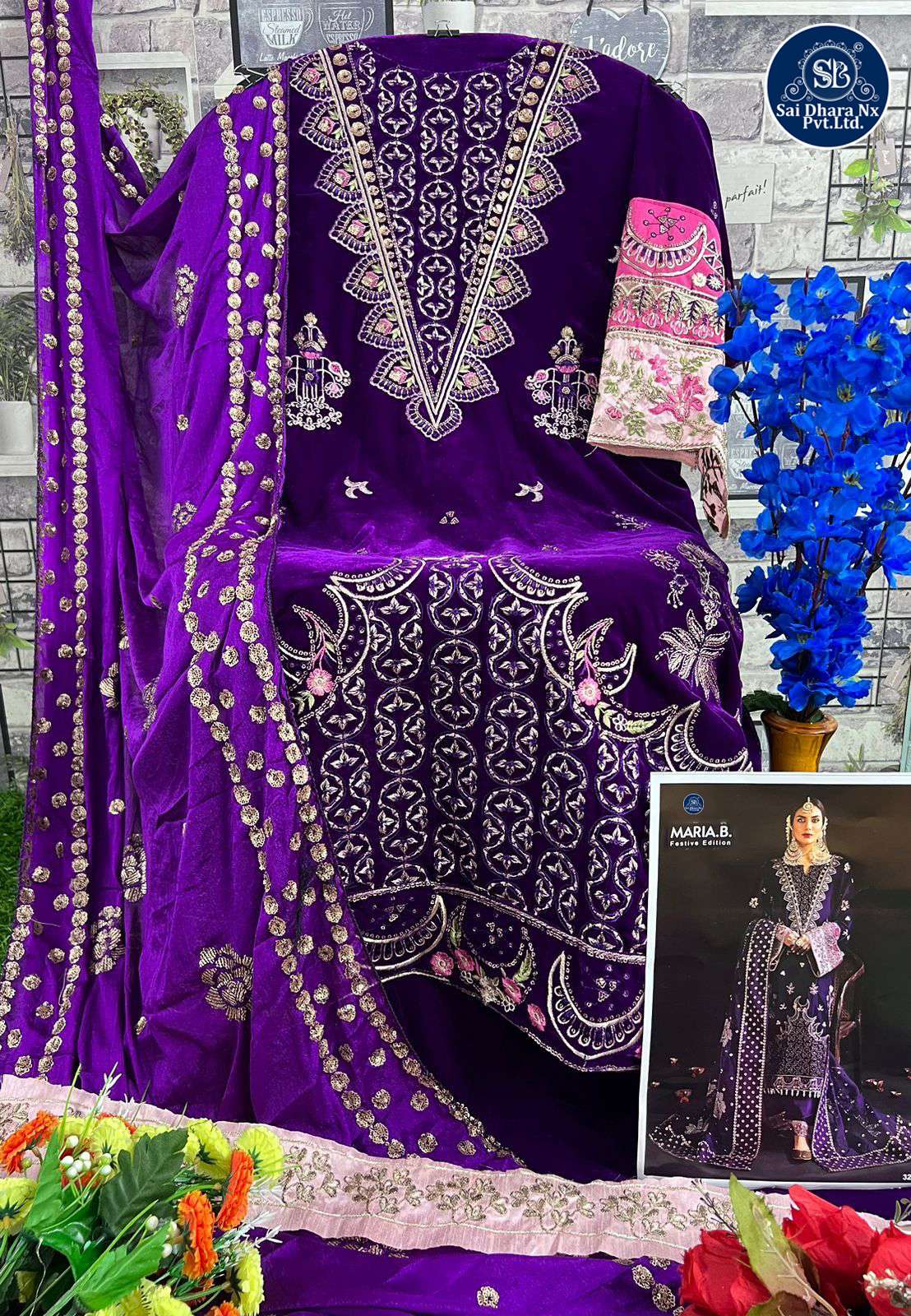 DEEPSY SUIT PRESENTS VELVET WITH HEAVY EMBROIDERY WORK PAKISTANI SUIT MATERIAL WHOLESALE SHOP IN SURAT - SaiDharaNx