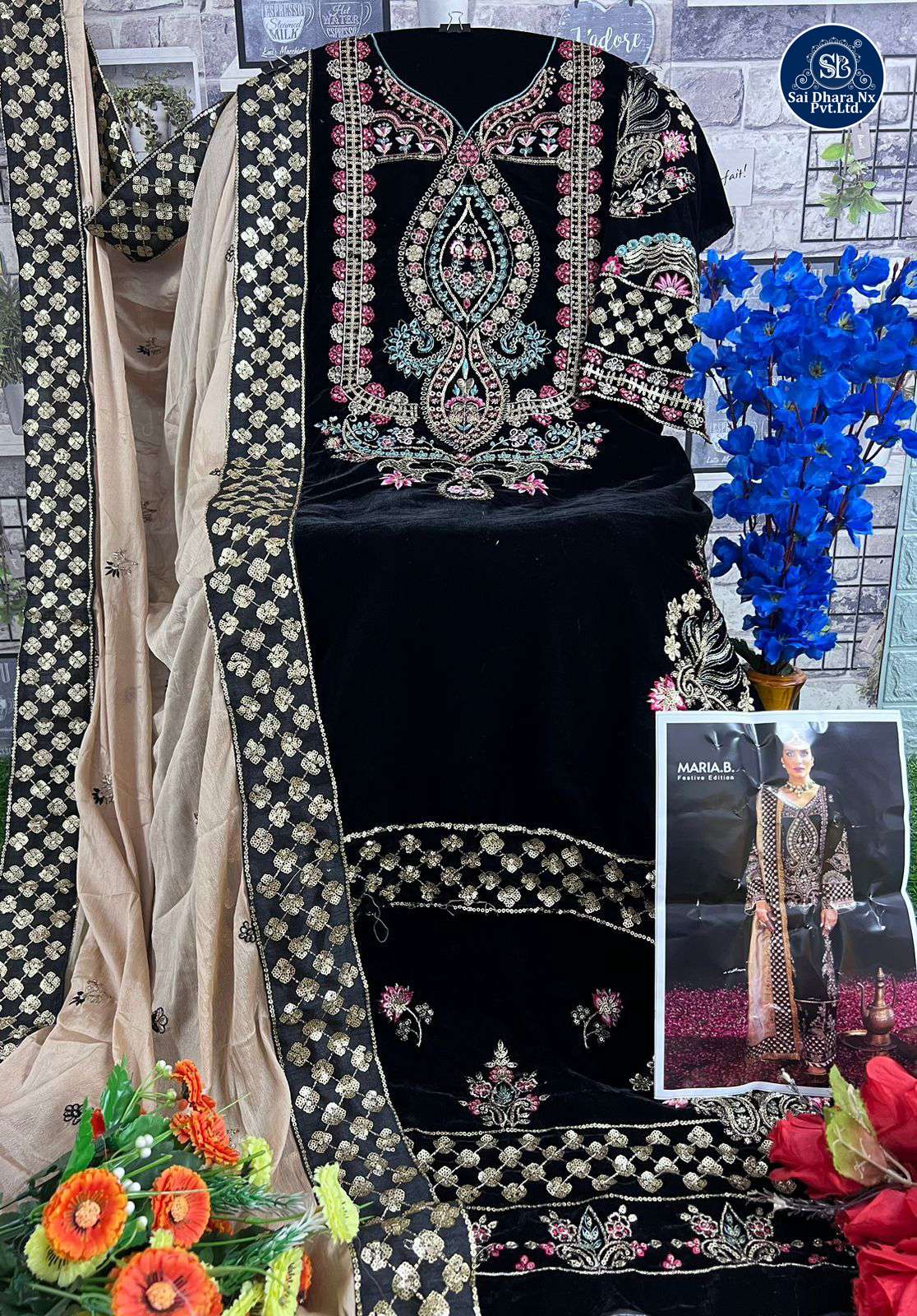 DEEPSY SUIT PRESENTS VELVET WITH HEAVY EMBROIDERY WORK PAKISTANI SUIT MATERIAL WHOLESALE SHOP IN SURAT - SaiDharaNx
