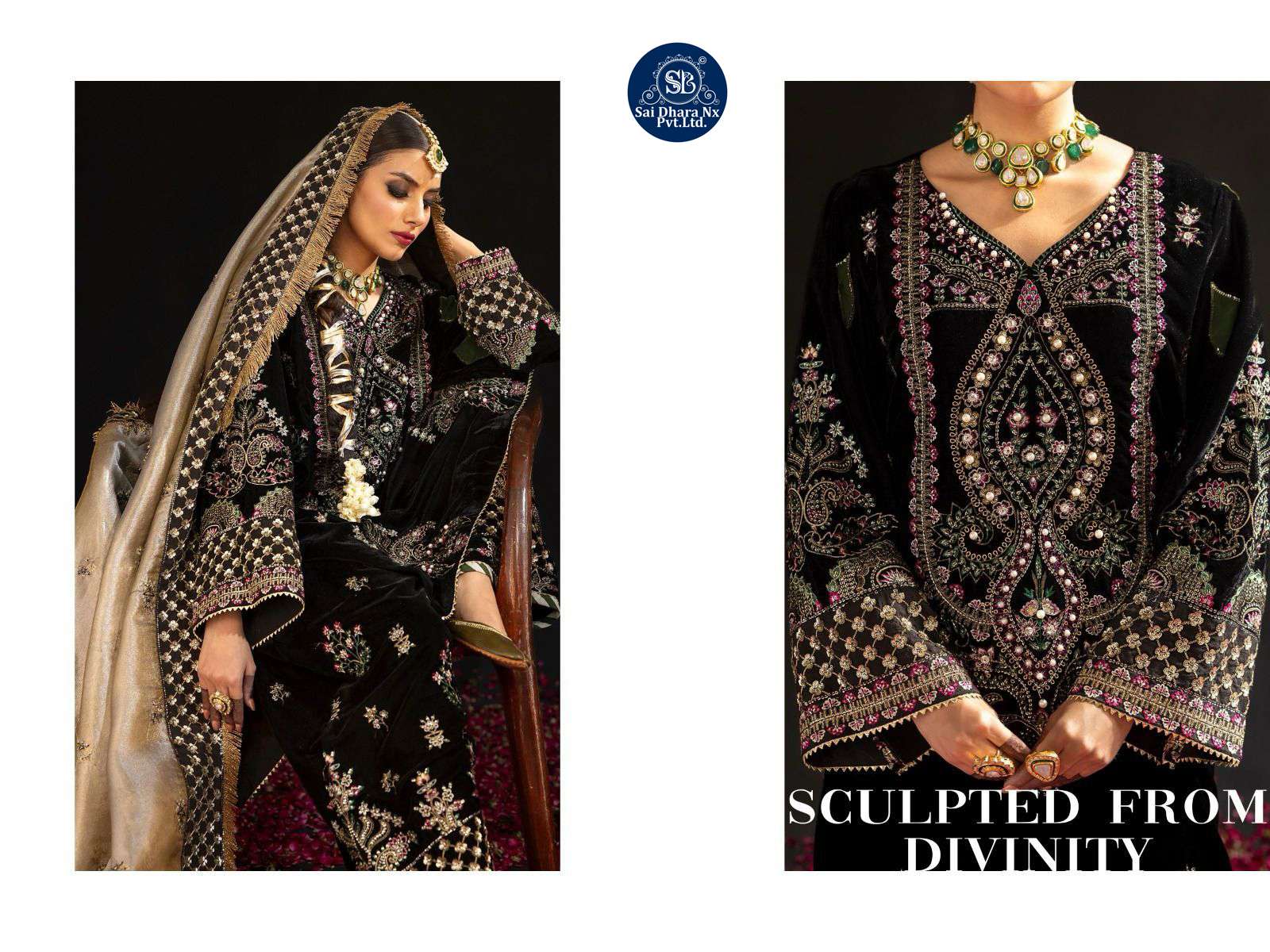 DEEPSY SUIT PRESENTS VELVET WITH HEAVY EMBROIDERY WORK PAKISTANI SUIT MATERIAL WHOLESALE SHOP IN SURAT - SaiDharaNx