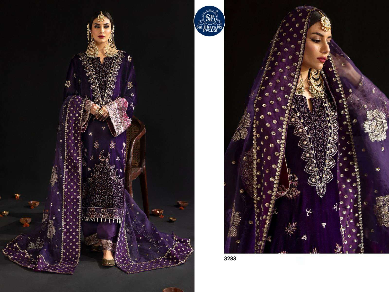DEEPSY SUIT PRESENTS VELVET WITH HEAVY EMBROIDERY WORK PAKISTANI SUIT MATERIAL WHOLESALE SHOP IN SURAT - SaiDharaNx