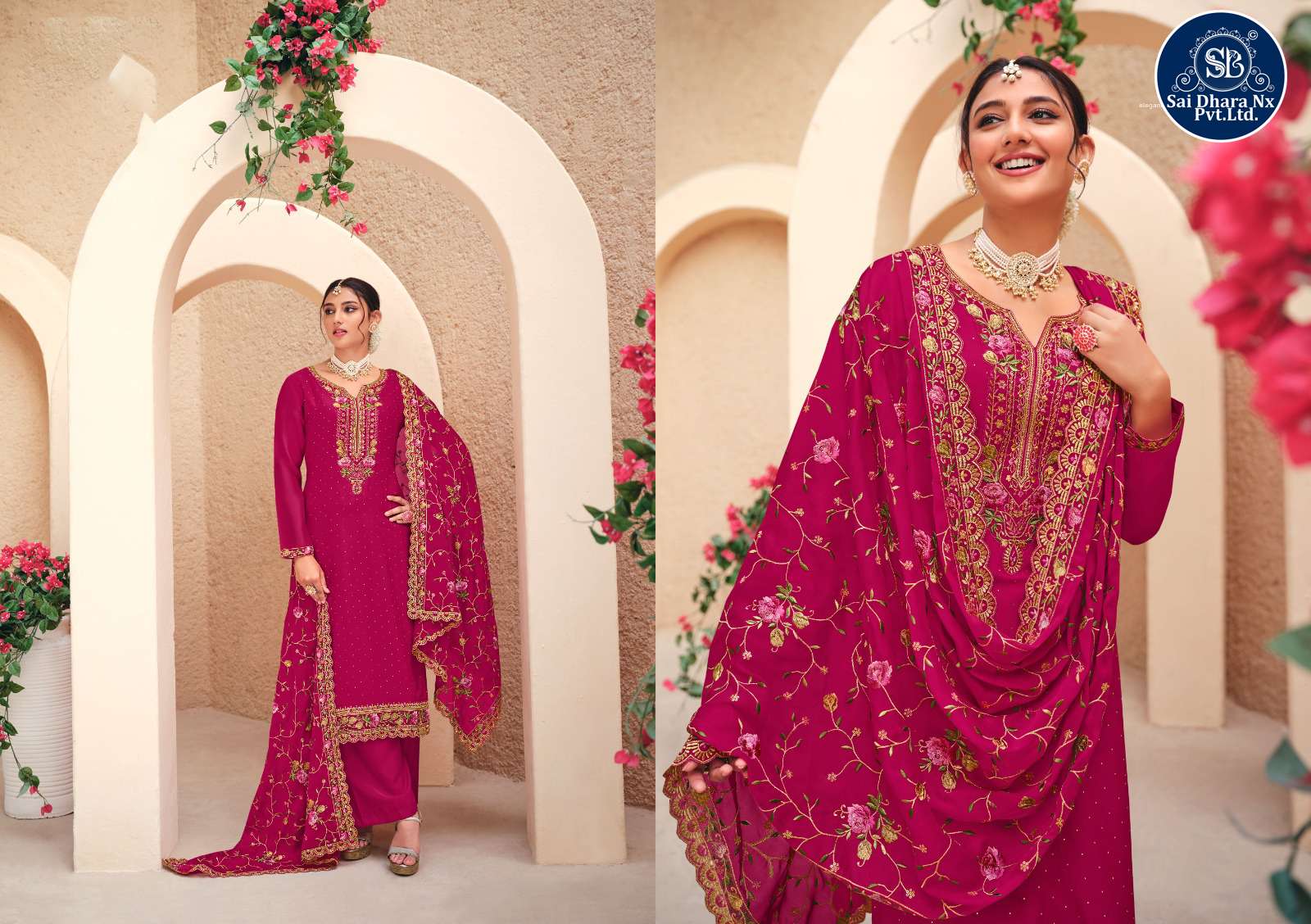RADHA TRENDZ PRESENTS SHAGUN 2 TONE CATONIC GEORGETTE BASED PAKISTANI SALWAR SUIT WHOLESALE SHOP IN SURAT - SaiDharaNx