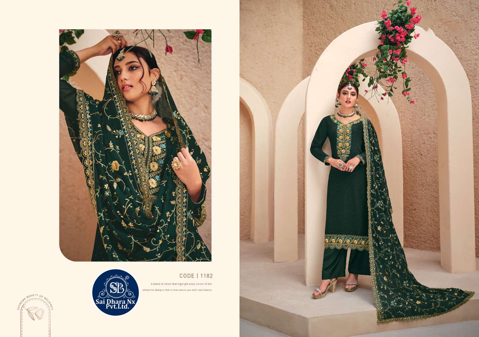RADHA TRENDZ PRESENTS SHAGUN 2 TONE CATONIC GEORGETTE BASED PAKISTANI SALWAR SUIT WHOLESALE SHOP IN SURAT - SaiDharaNx