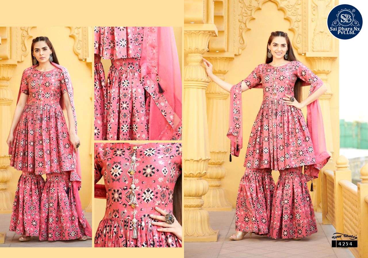 YOUR CHOICE PRESENTS BEAUTIFUL SHARARA COLOUFUL CASUAL WEAR INDIAN SUIT WHOLESALE SHOP IN SURAT - SaiDharaNx
