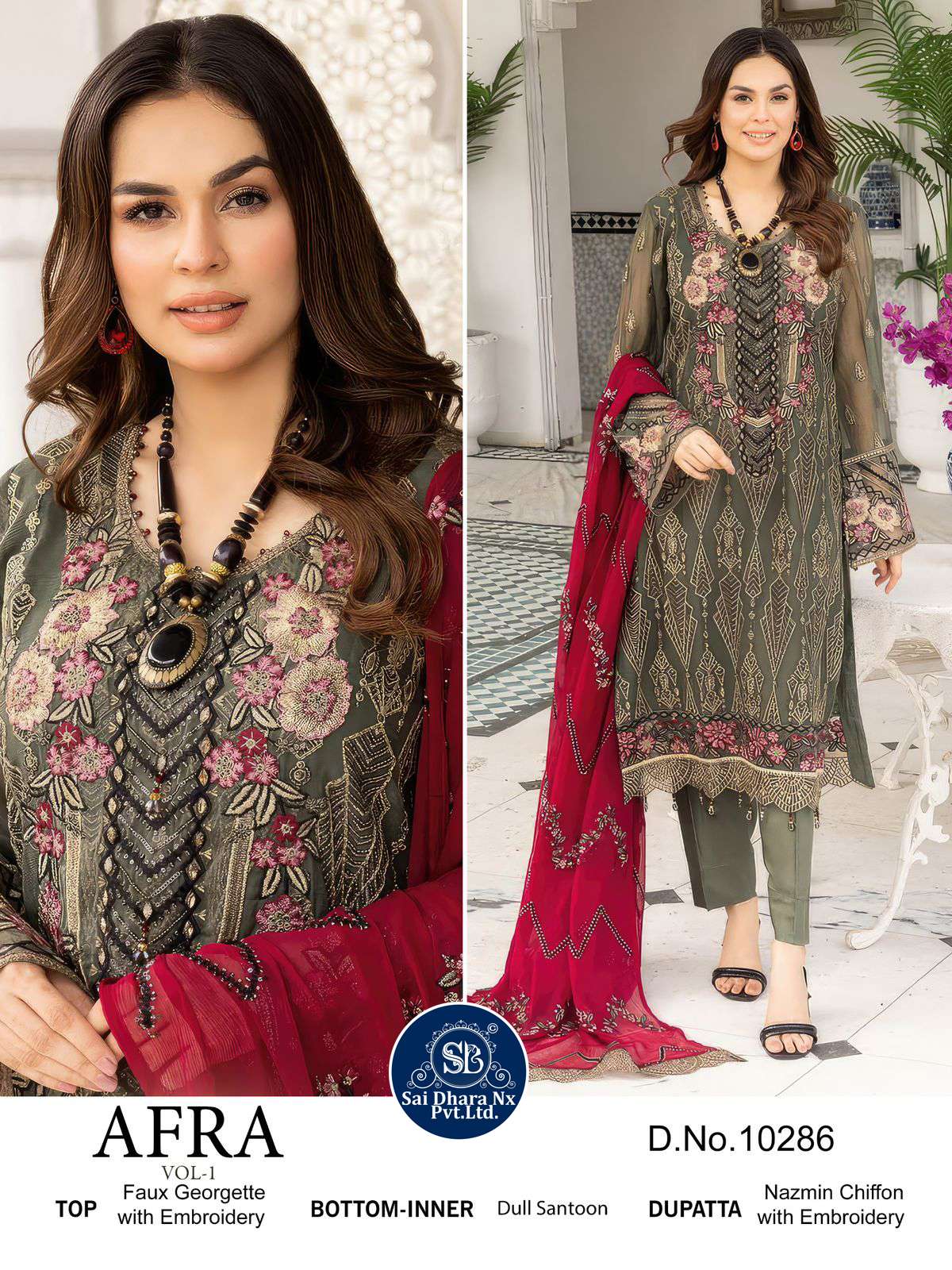 ZAHA PRESENTS GEORGETTE WITH HEAVY EMBROIDERED 3 PIECE SUIT MATERIAL WHOLESALE SHOP IN SURAT - SaiDharaNx