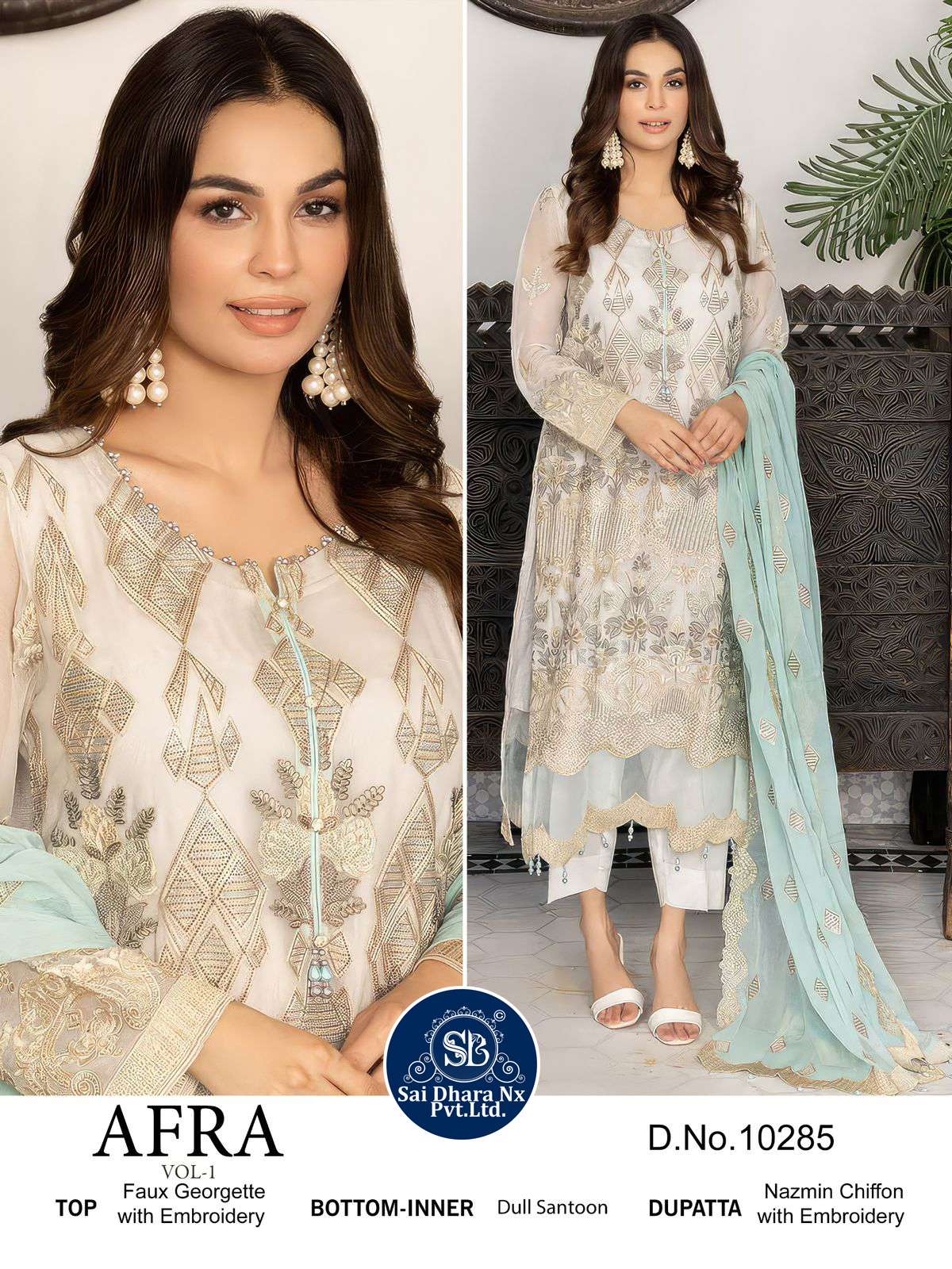 ZAHA PRESENTS GEORGETTE WITH HEAVY EMBROIDERED 3 PIECE SUIT MATERIAL WHOLESALE SHOP IN SURAT - SaiDharaNx