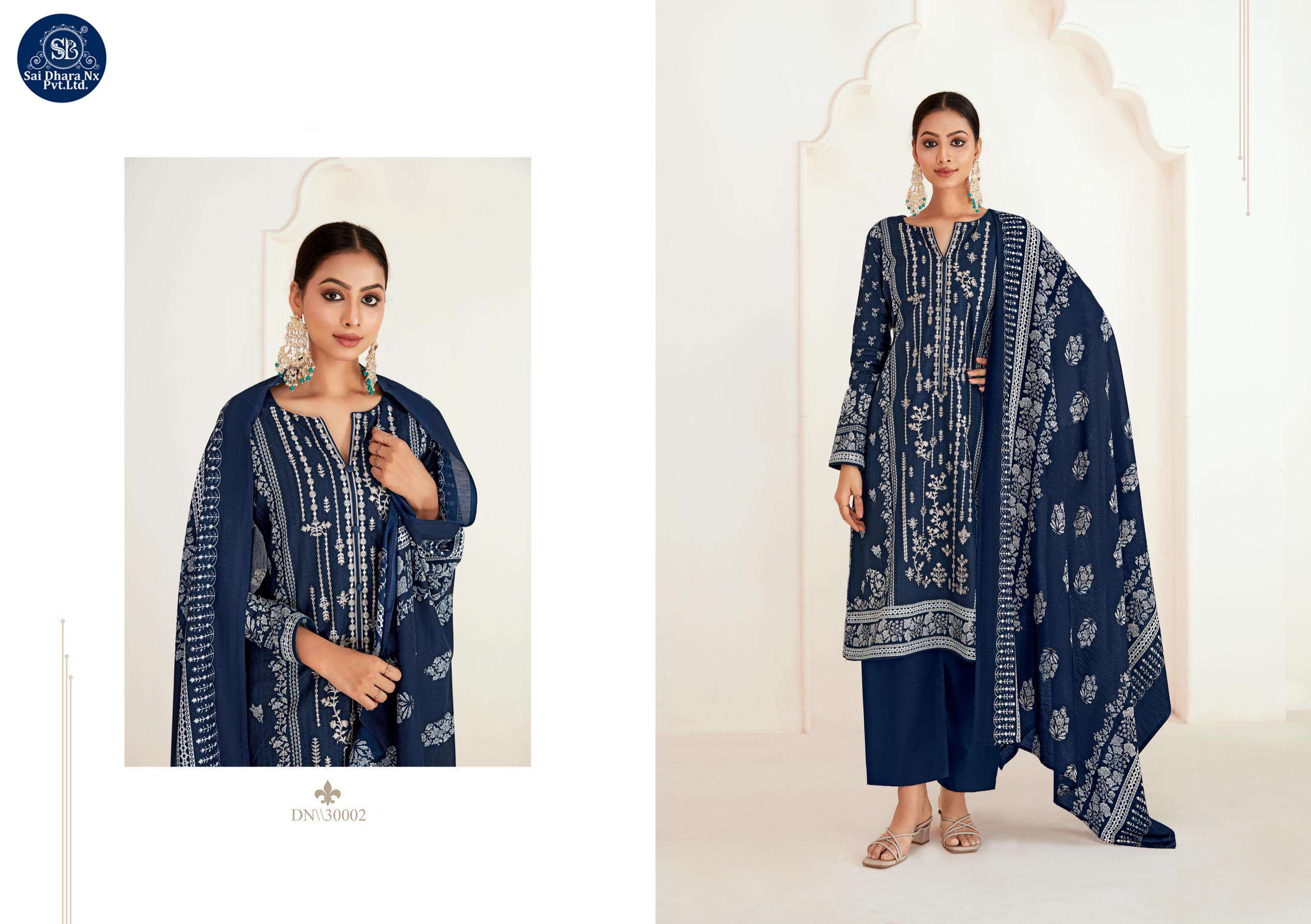 DEEPSY SUIT PRESENTS PURE COTTON WITH HEAVY SELF EMBROIDERY 3 PIECE SUIT MATERIAL WHOLESALE SHOP IN SURAT - SaiDharaNx