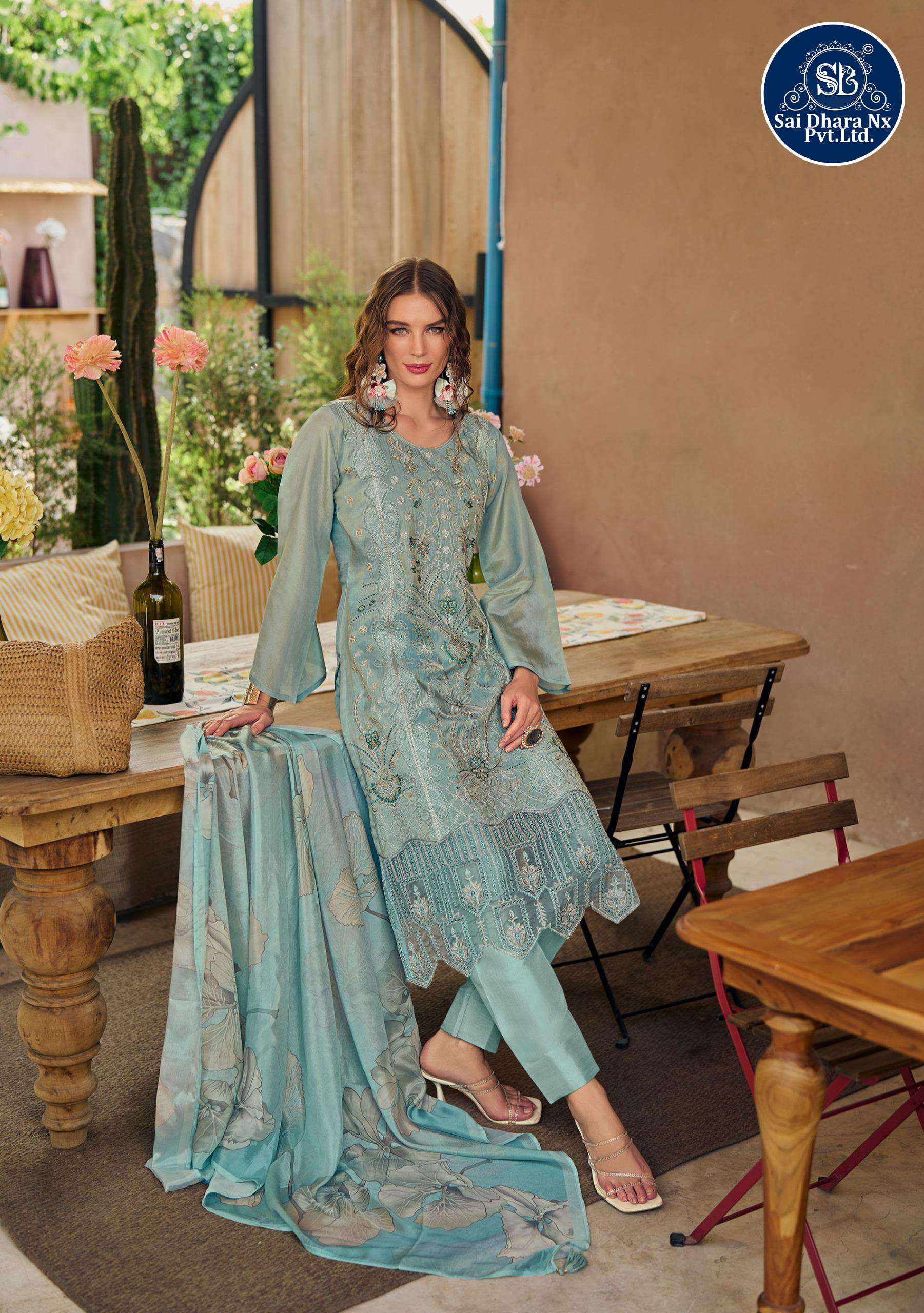 GULL JEE PURE SEAMER SILK WITH HEAVY EMBROIDERY ATTACHED ORGANZA BORDER 3 PIECE SUIT WHOLESALE SHOP IN SURAT