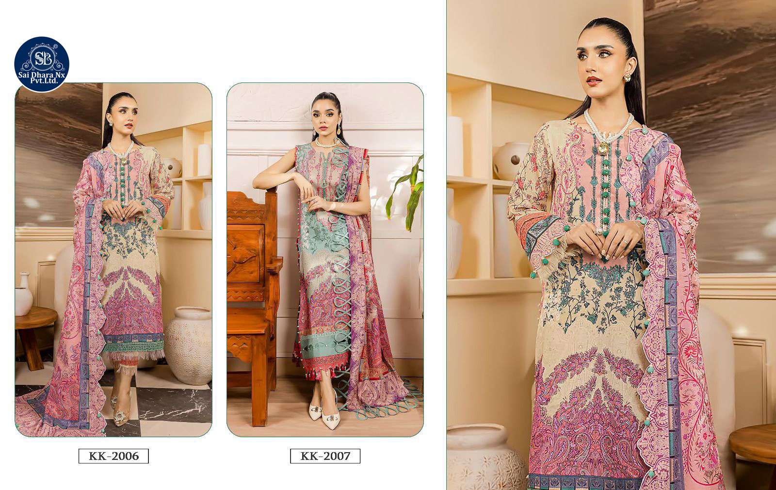 KROSS PRESENTS TOP PURE COTTON PRINT 3 PIECE PAKISTANI SUIT MATERIAL COLLECTION WHOLESALE SHOP IN SURAT - SaiDharaNx